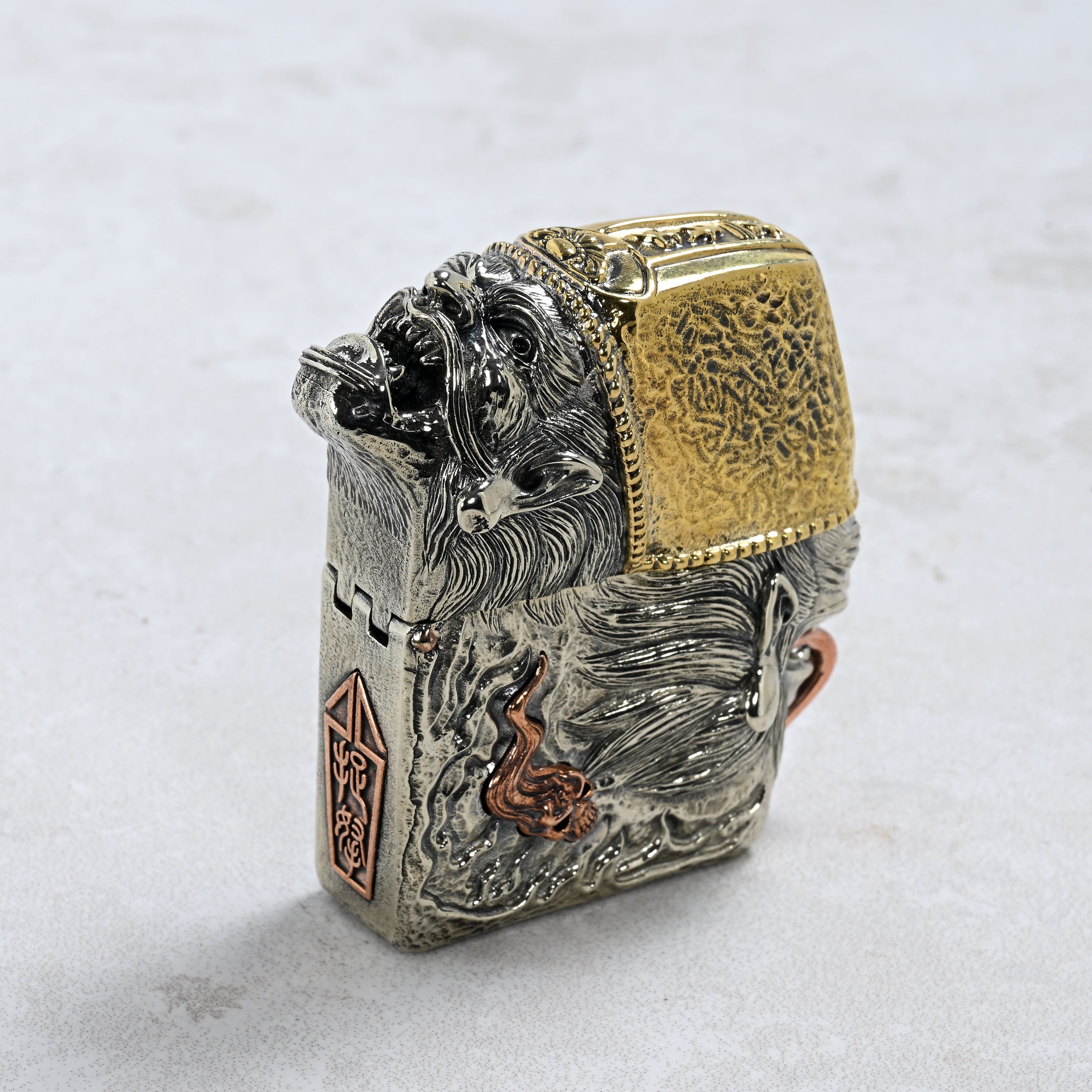 Kalifano Lighters Two Faced Ghost of Impermanence 925 Sterling Silver & Copper Lighter Case SHL-07