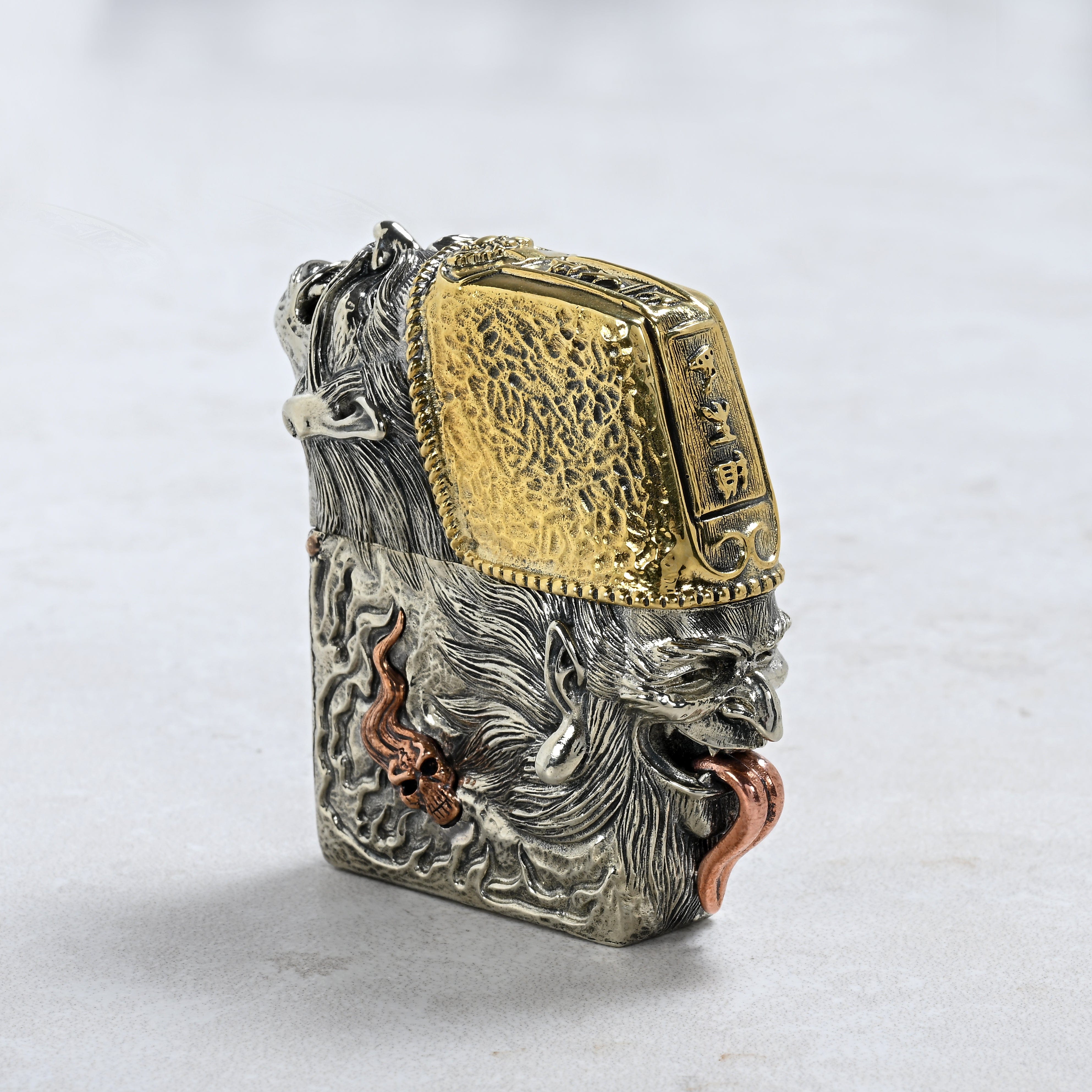 Kalifano Lighters Two Faced Ghost of Impermanence 925 Sterling Silver & Copper Lighter Case SHL-07