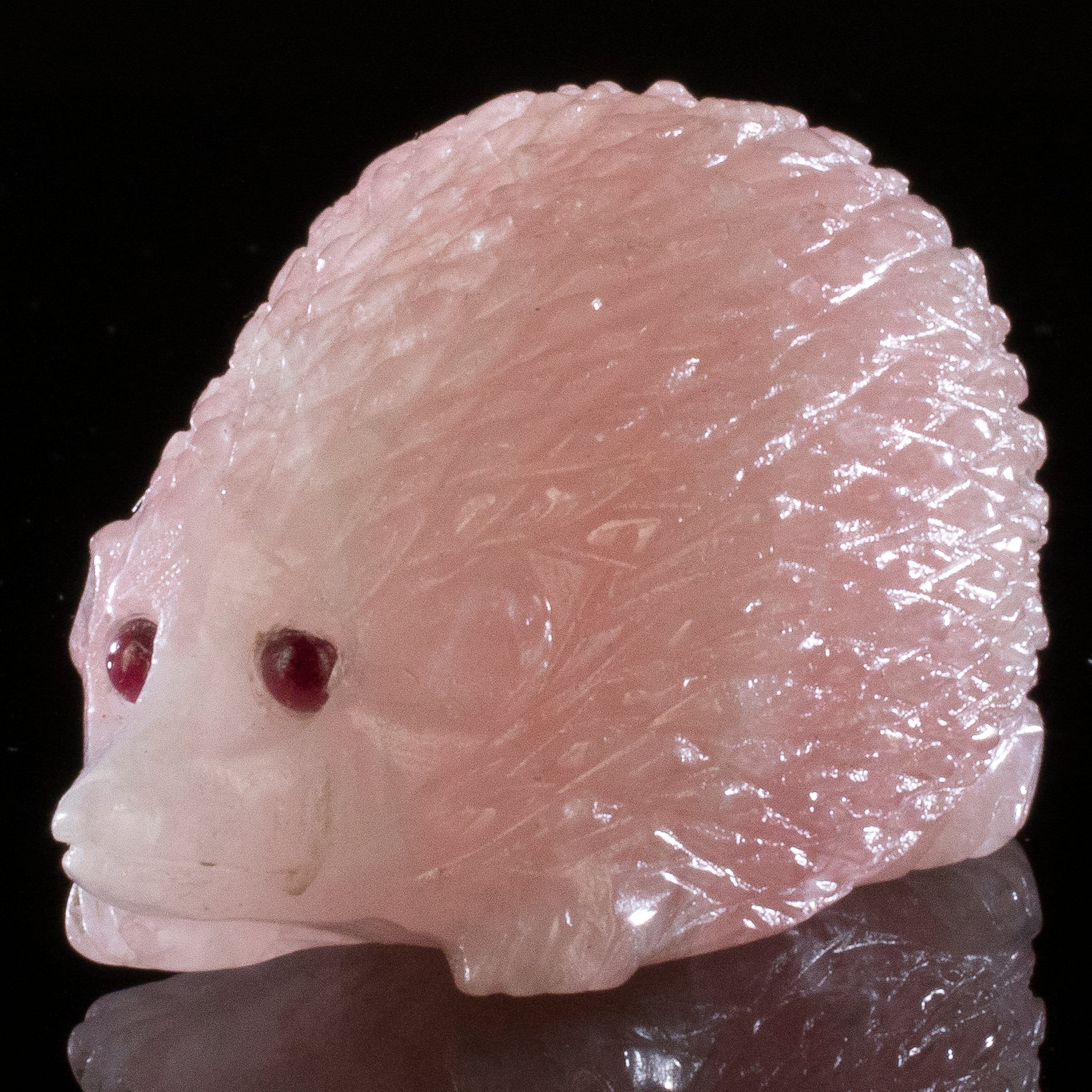 Kalifano Love Birds Carvings Rose Quartz Porcupine Carving LB.SmPor.003