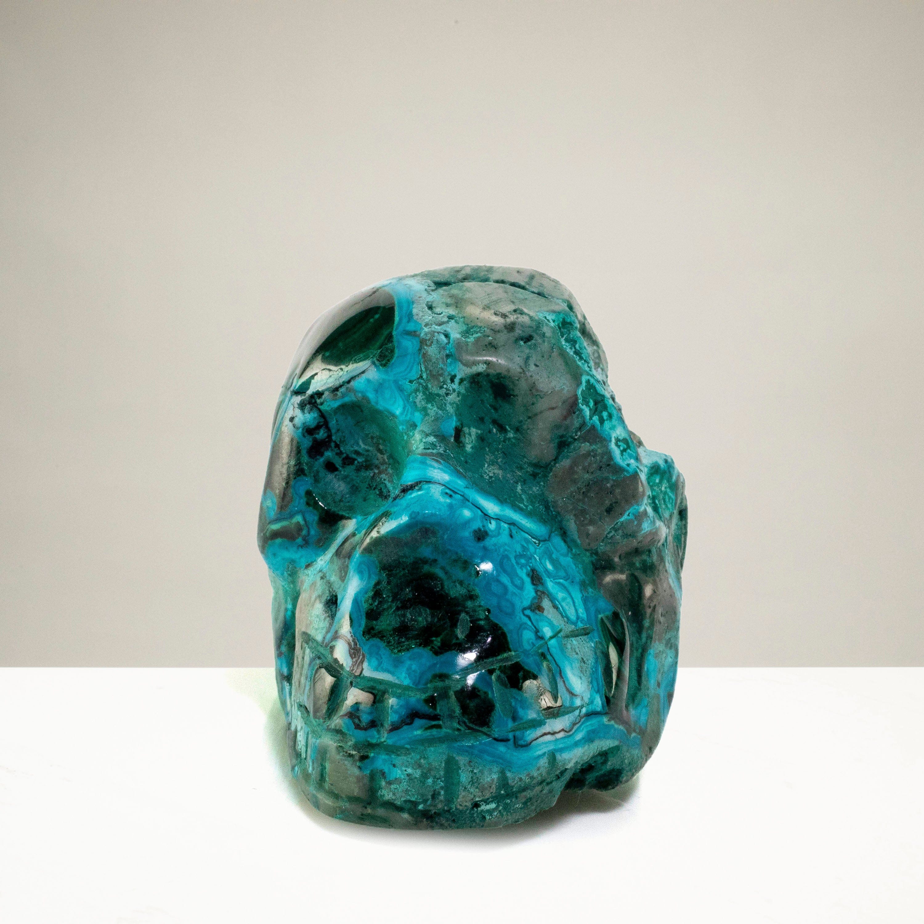 Kalifano Malachite Chrysocolla Skull Carving 2.5" / 118g SK500-CRY.002