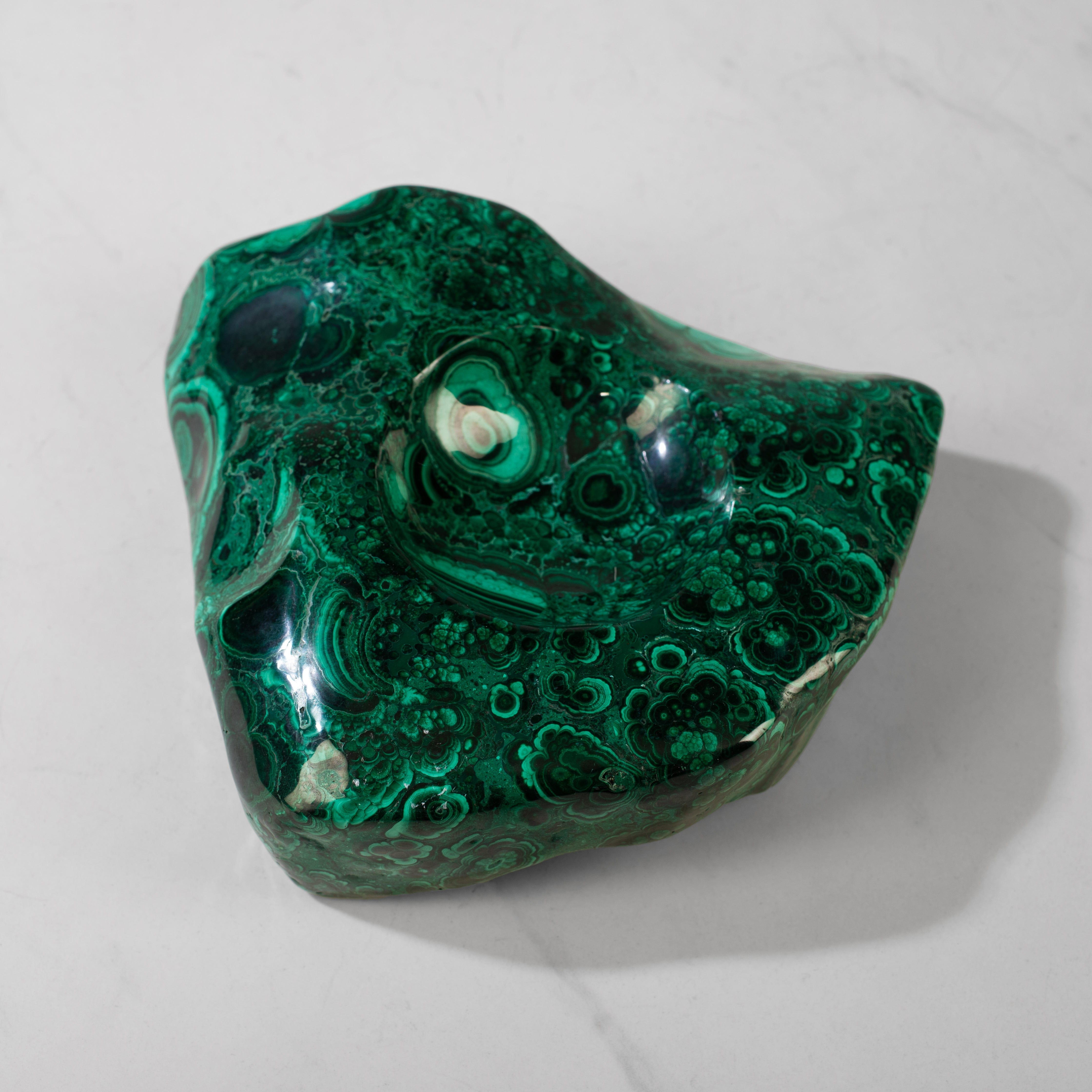 Kalifano Malachite Malachite Ashtray / Bowl Carving from Congo - 7.5" / 3,178 g MAA5800.002