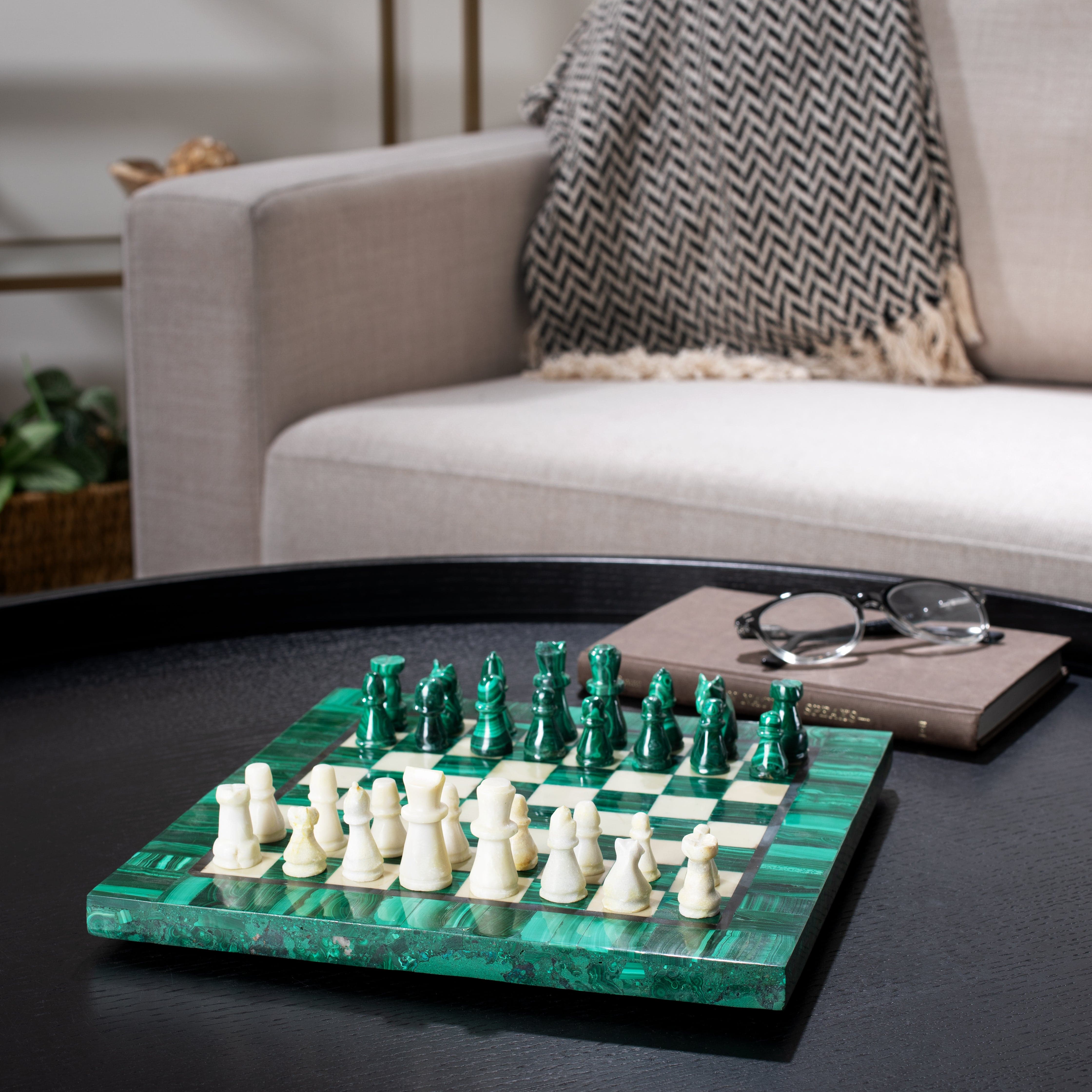 Kalifano Malachite Malachite Chess Set - 10.5" MACHESS12x12.002