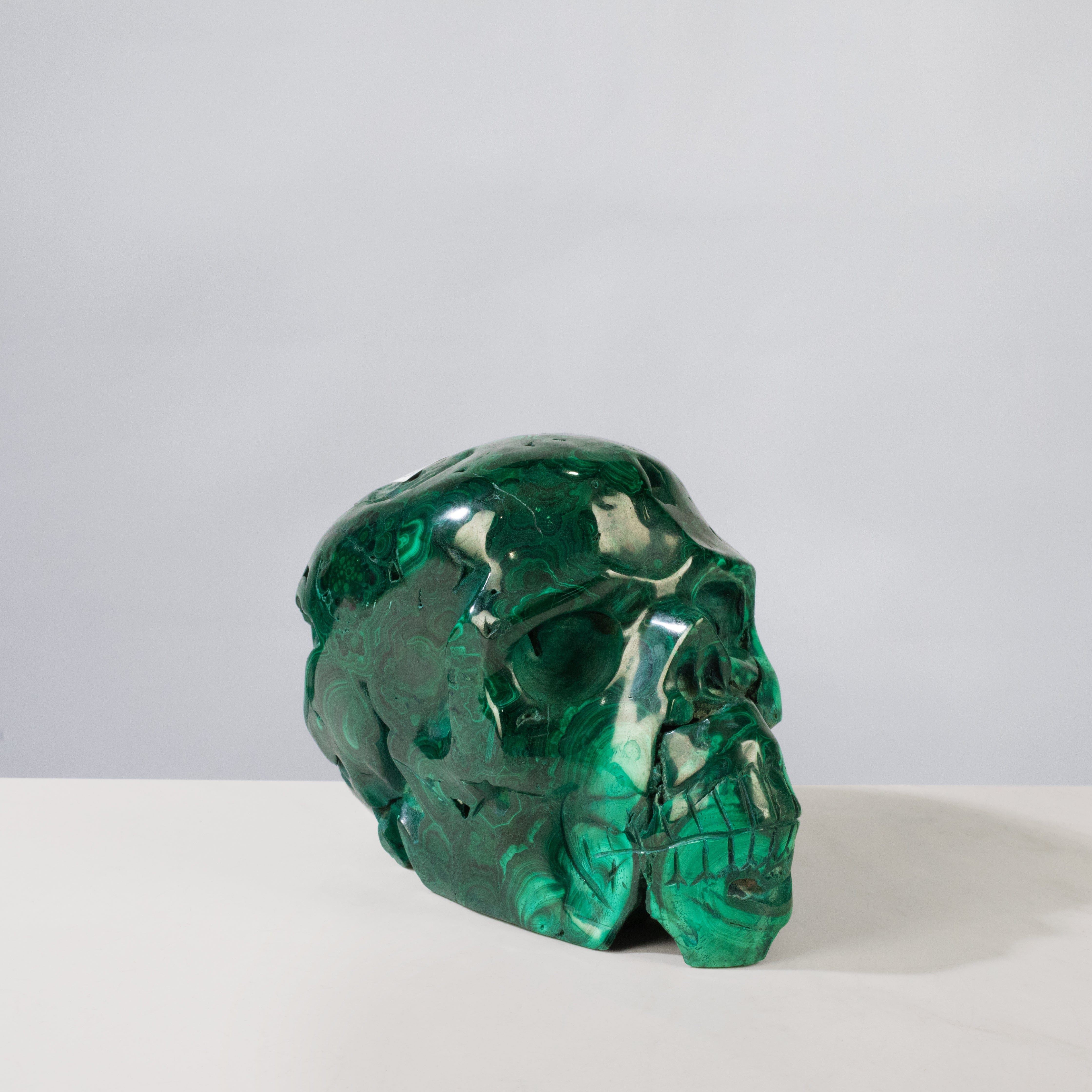 Kalifano Malachite Malachite Skull Carving 6" / 2,500g SK9000-MA.001
