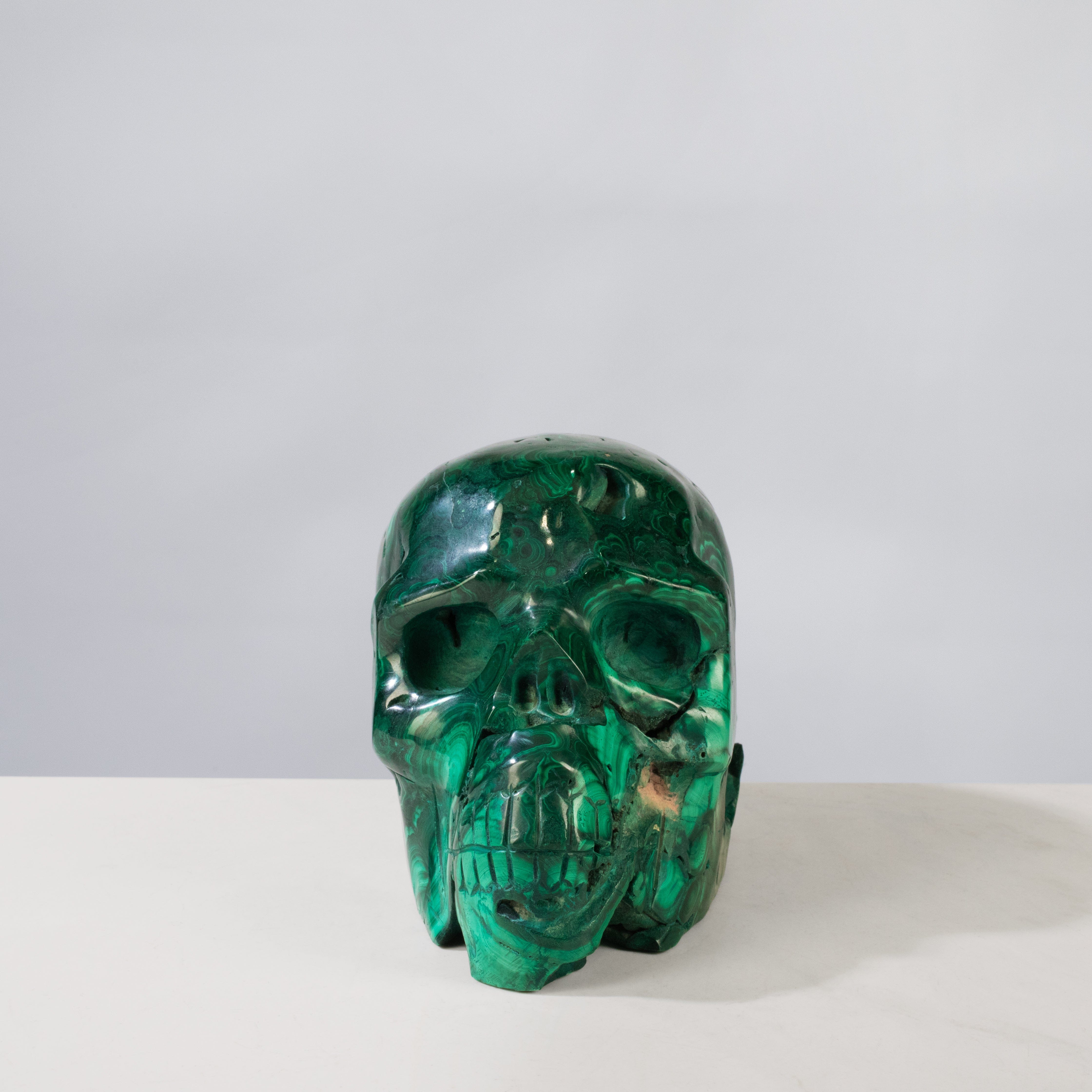 Kalifano Malachite Malachite Skull Carving 6" / 2,500g SK9000-MA.001