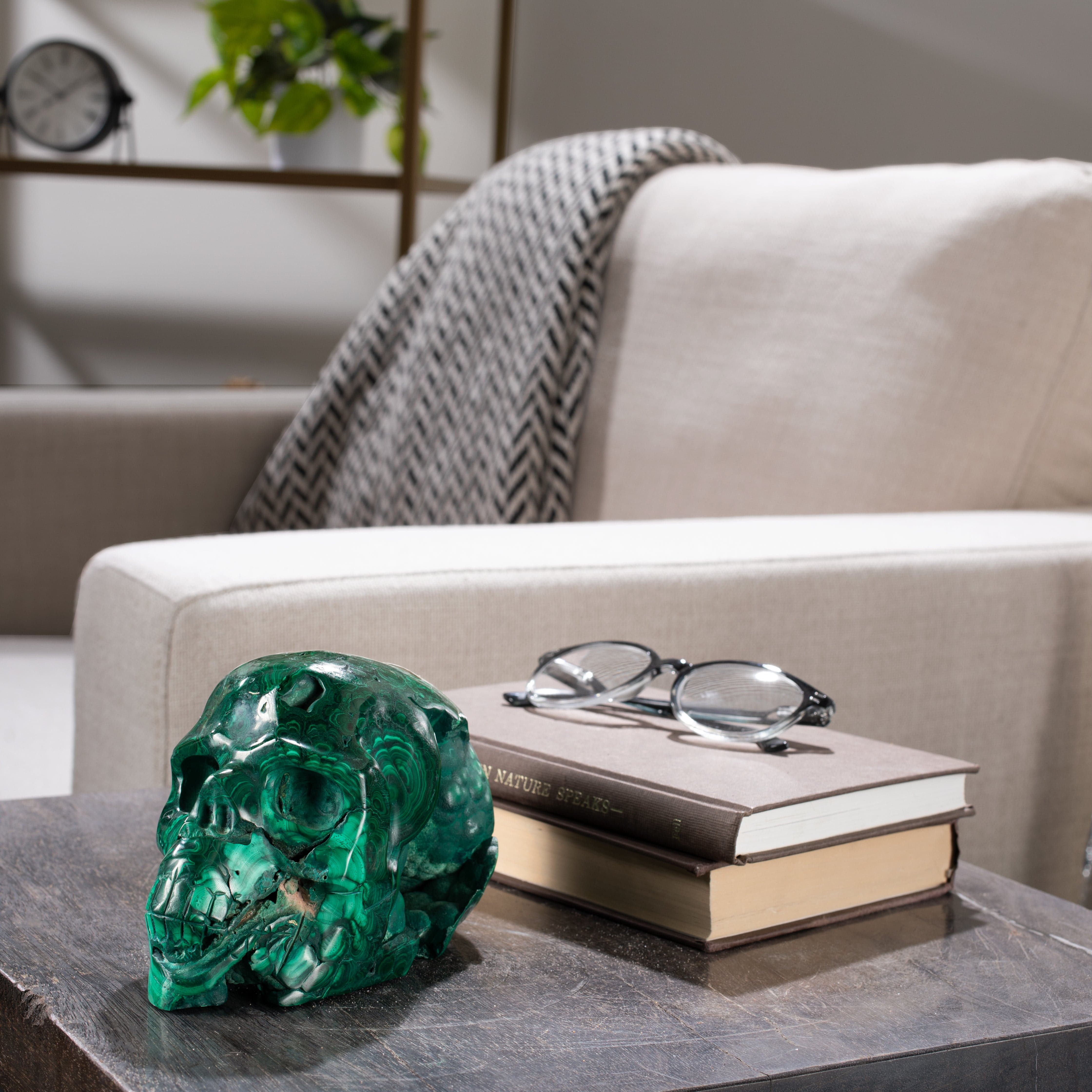 Kalifano Malachite Malachite Skull Carving 6" / 2,500g SK9000-MA.001