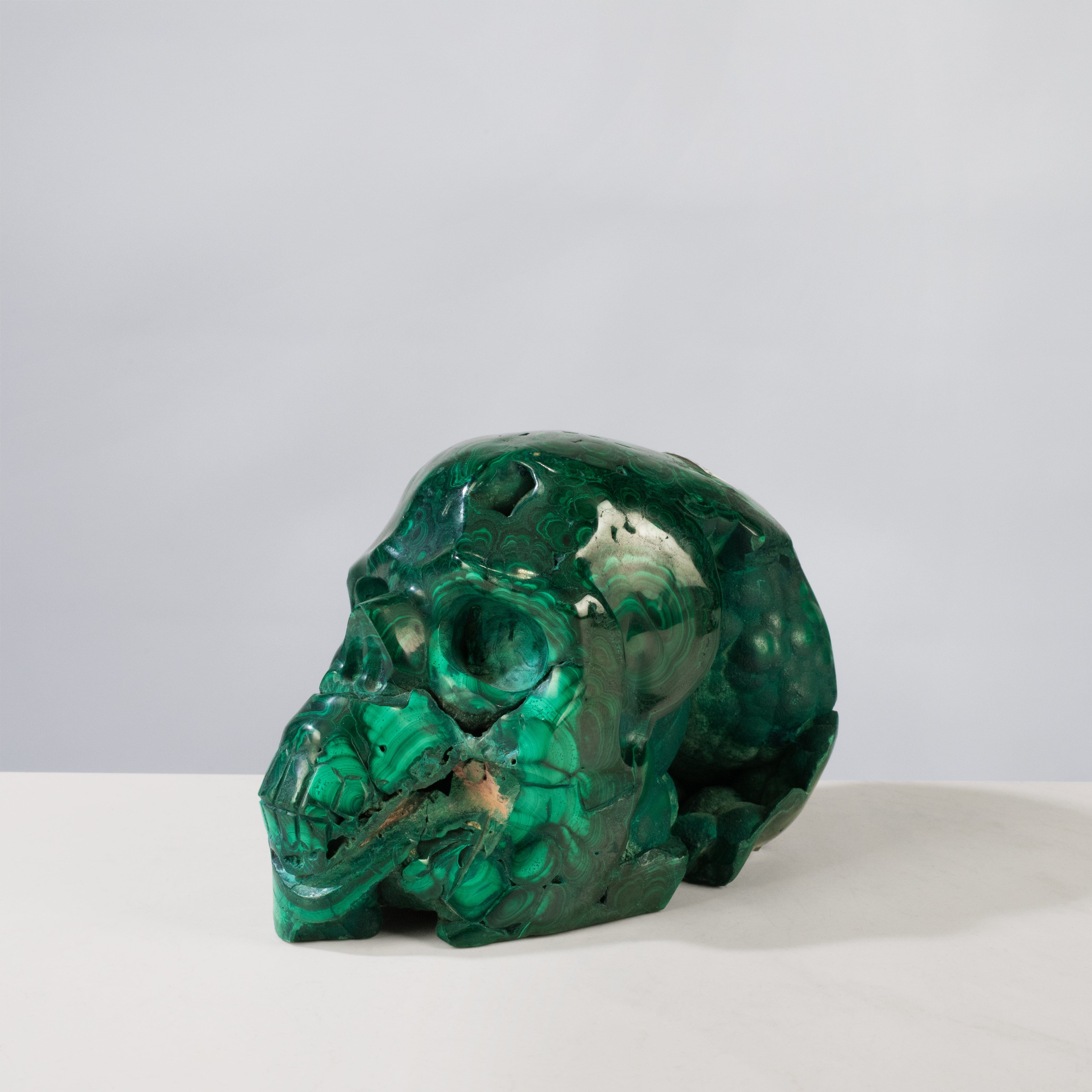 Kalifano Malachite Malachite Skull Carving 6" / 2,500g SK9000-MA.001