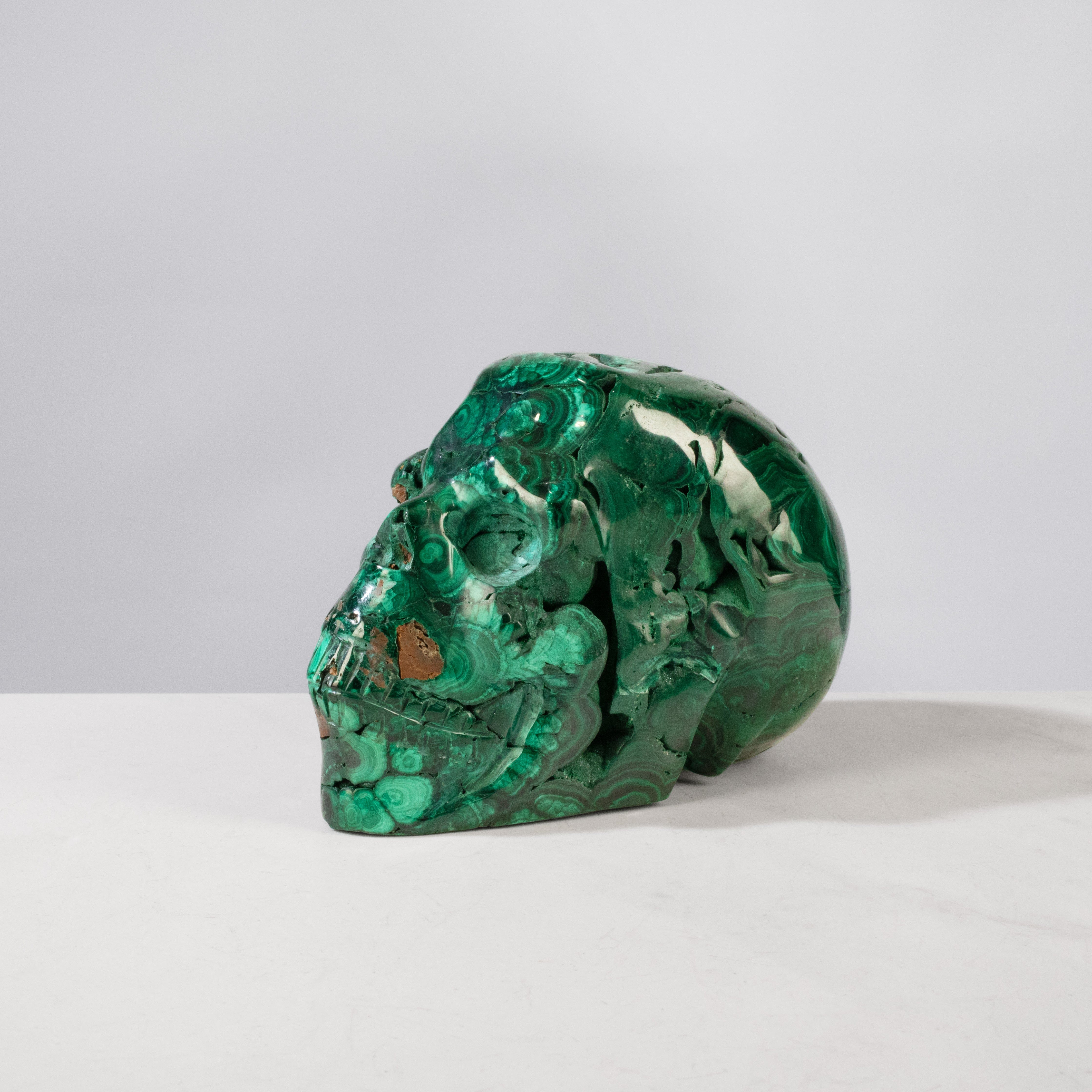 Kalifano Malachite Malachite Skull Carving from Congo - 5" / 1,748 g MA7800.003