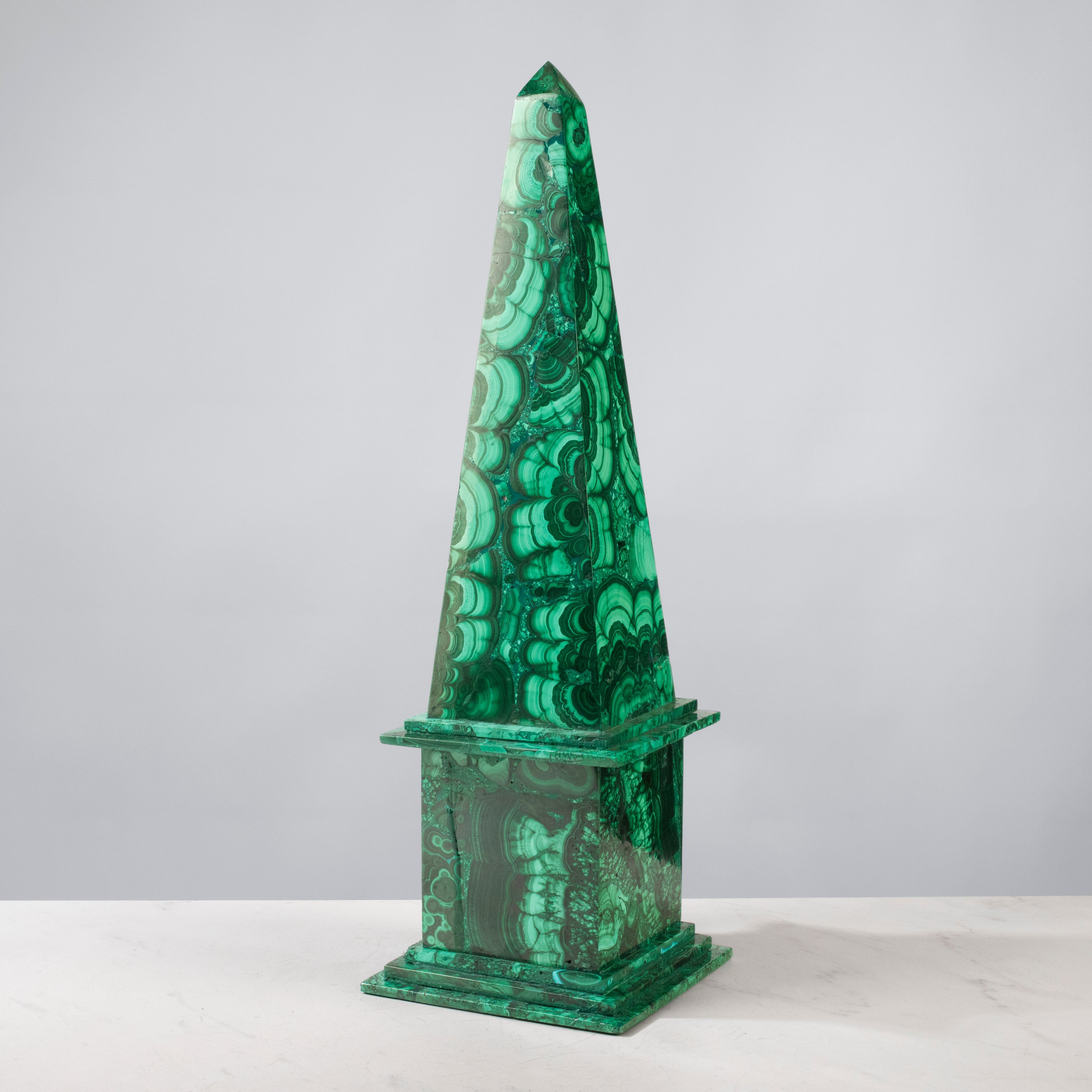 Kalifano Malachite Natural Congo Malachite Obelisk Tower -17.5" MA10000.002