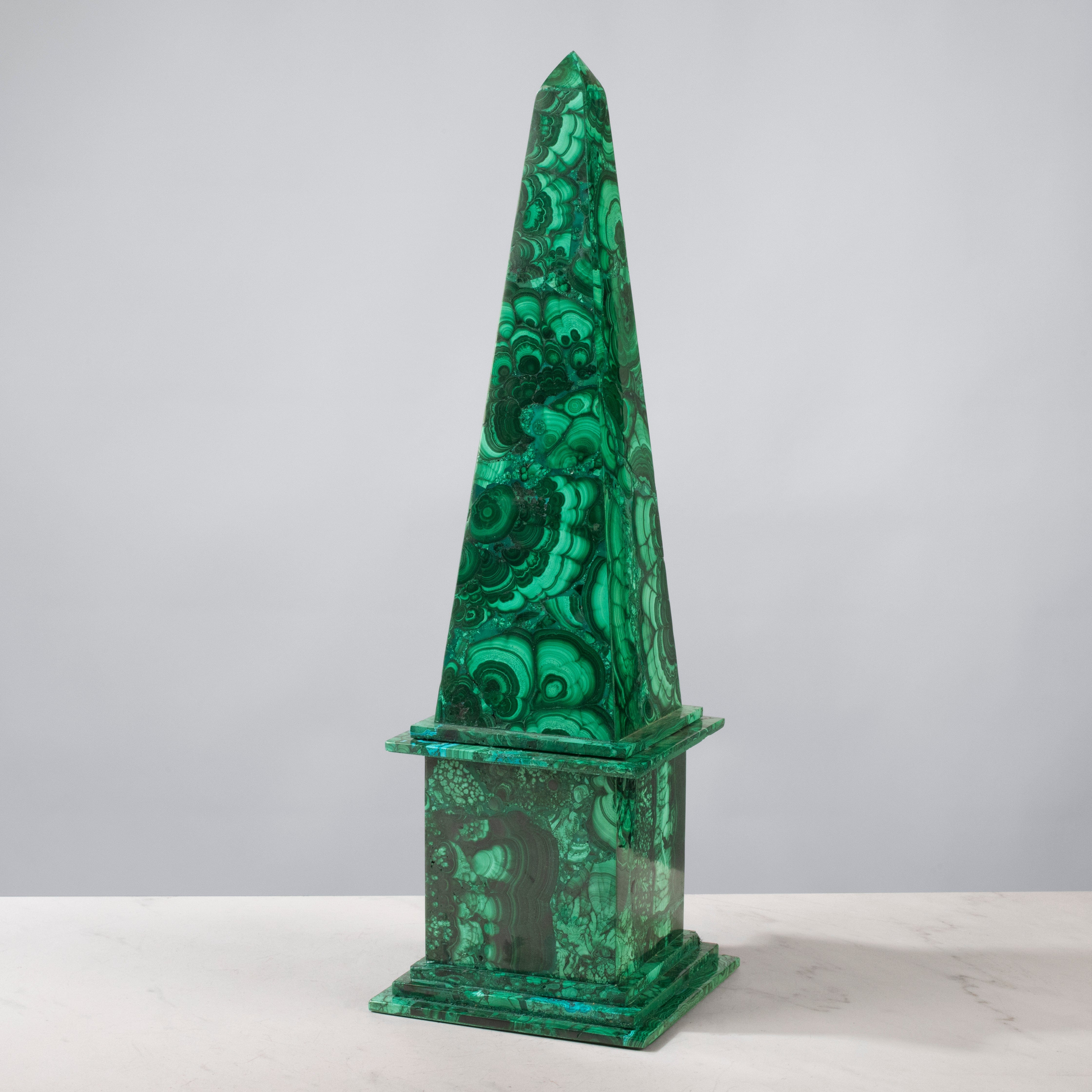 Kalifano Malachite Natural Congo Malachite Obelisk Tower -17.5" MA10000.002