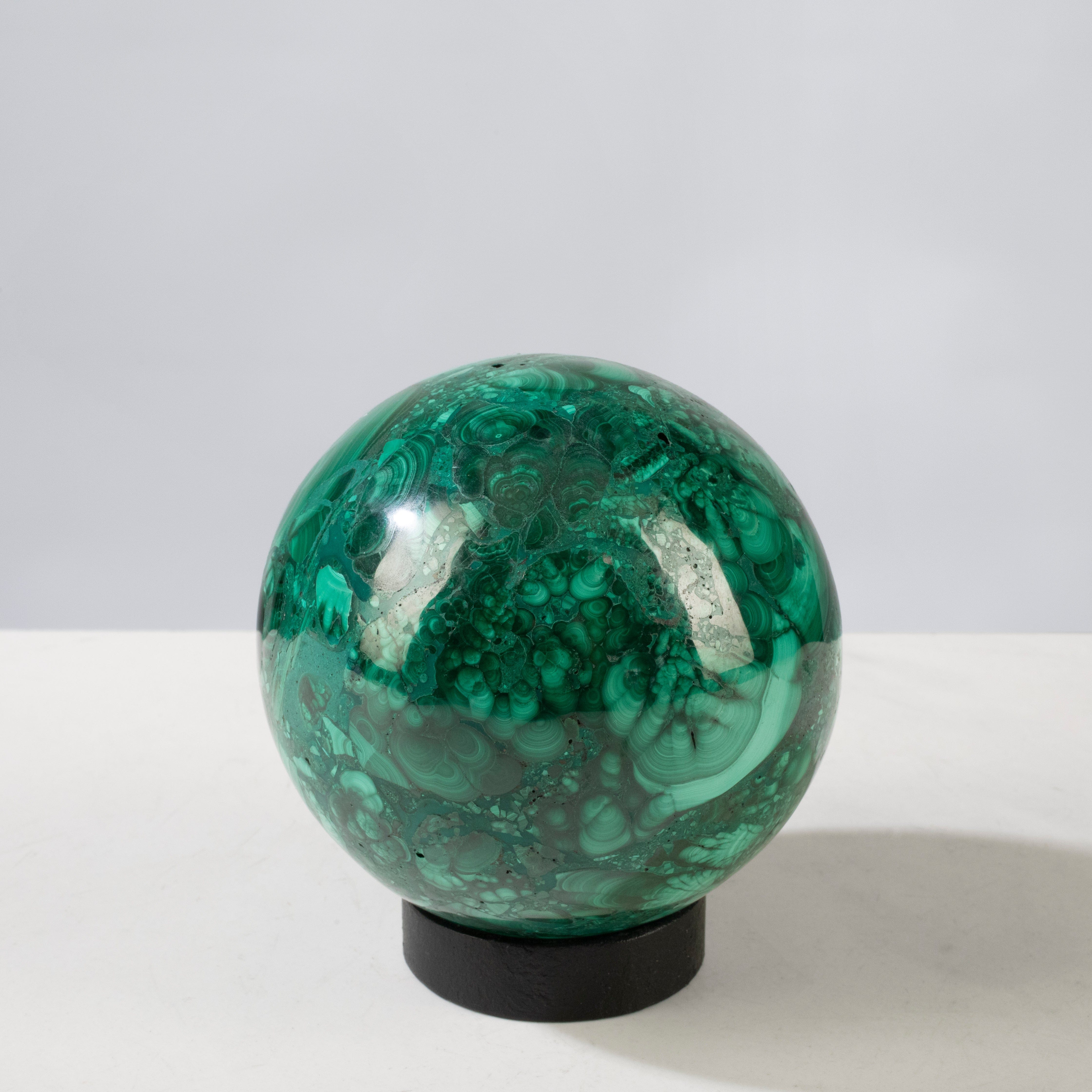 Kalifano Malachite Natural Congo Malachite Sphere - 3.5" / 1,242 grams MAS3600.002