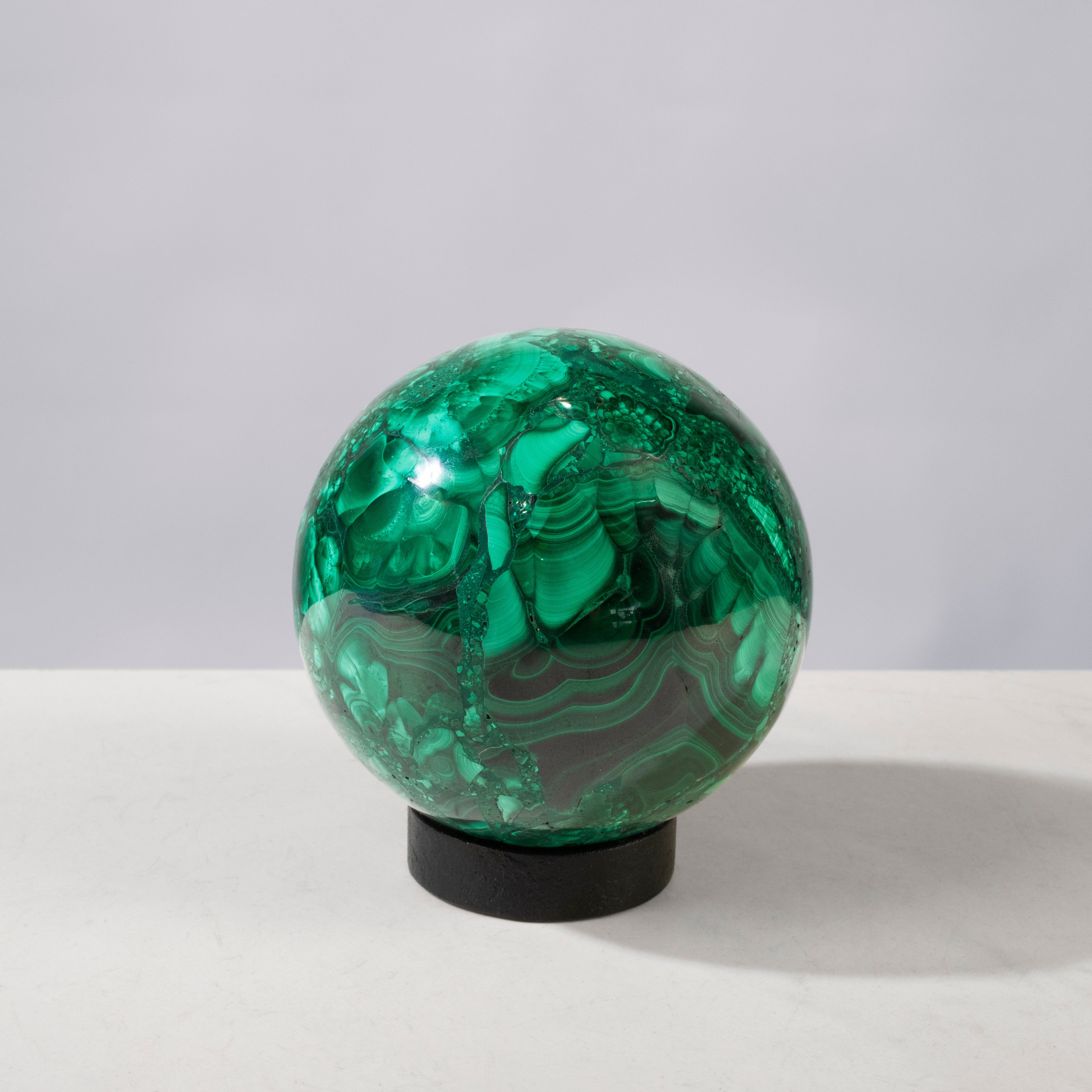 Kalifano Malachite Natural Congo Malachite Sphere - 3.5" / 1,381 grams MAS3600.001