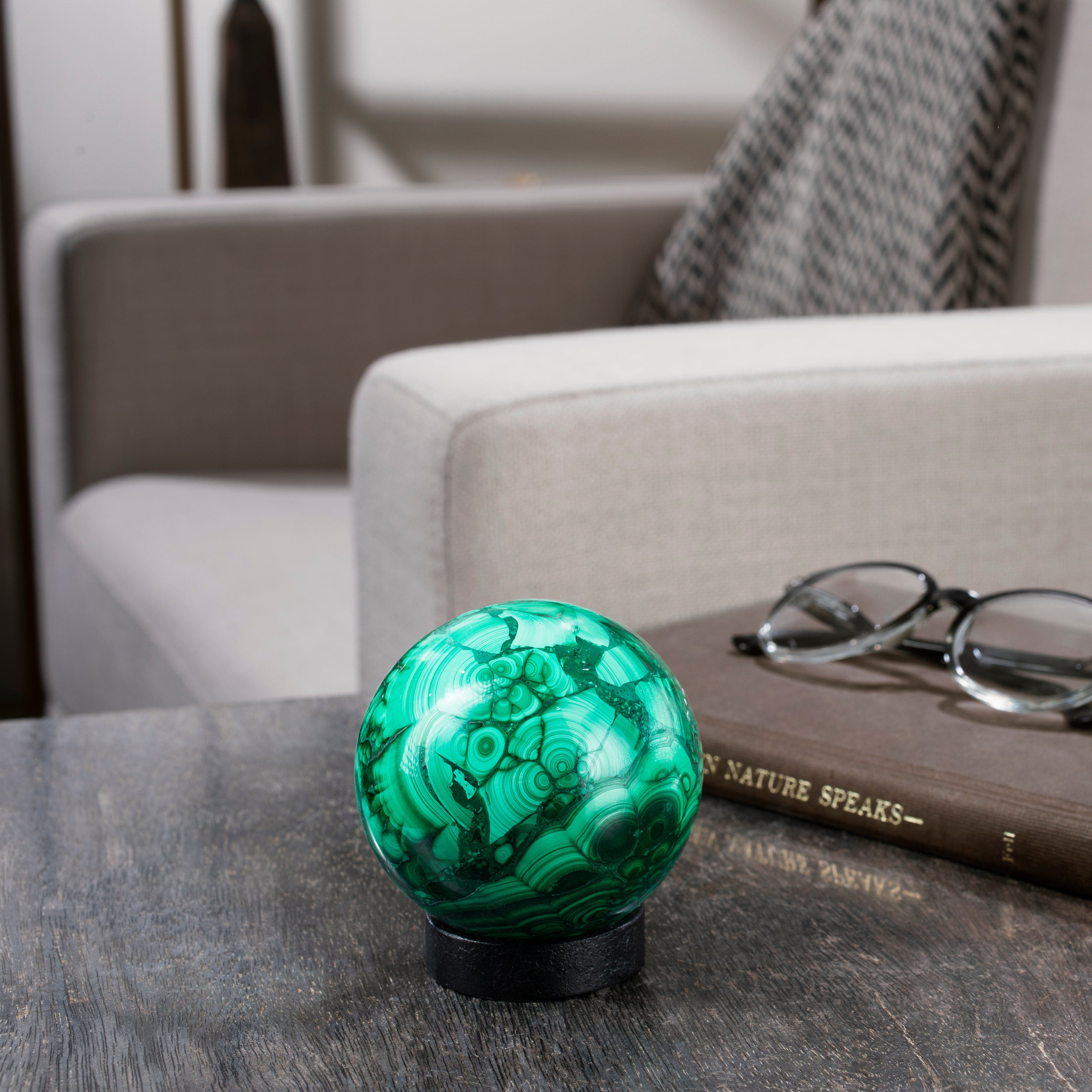 Kalifano Malachite Natural Congo Malachite Sphere - 3" / 774 grams MAS2200.002