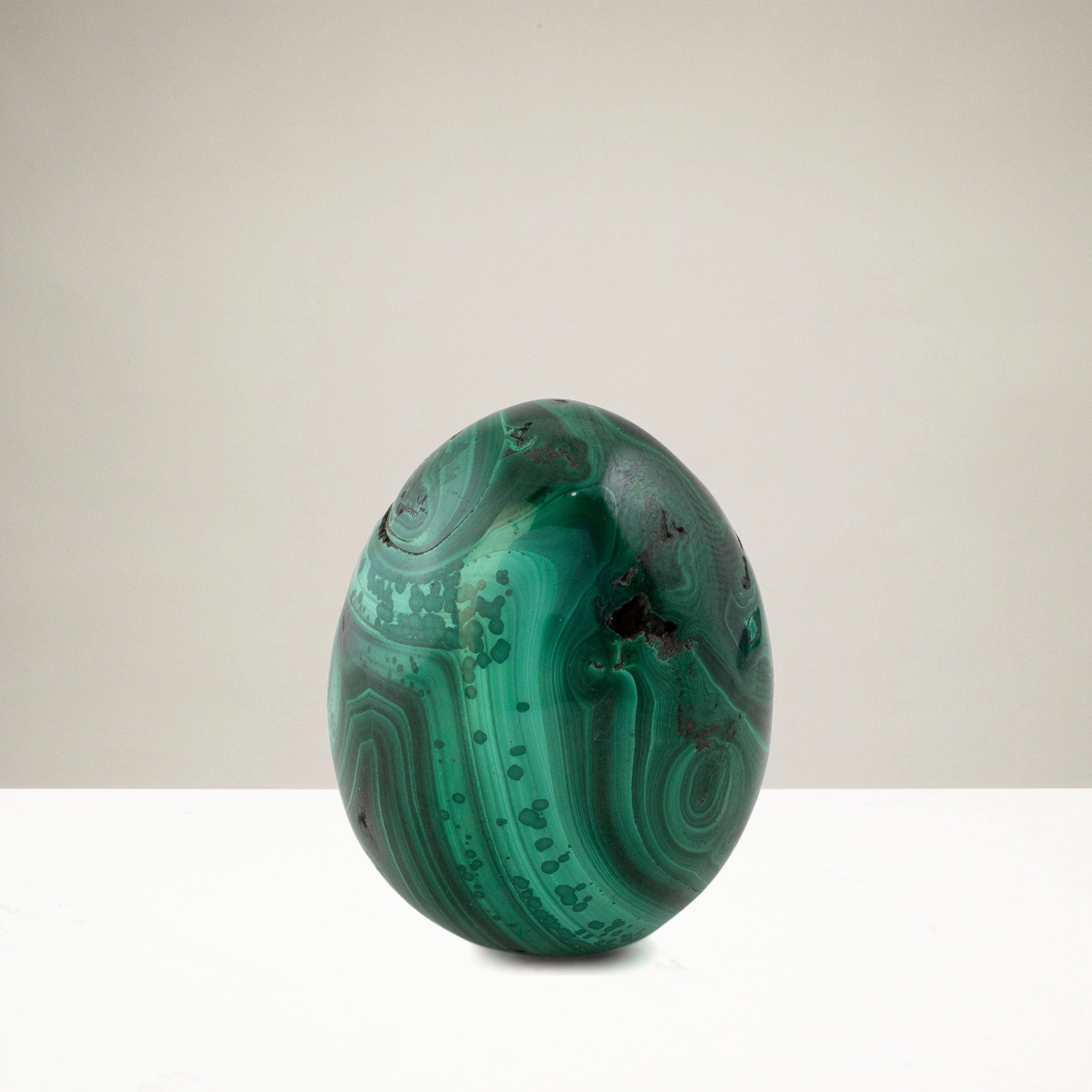 Kalifano Malachite Natural Malachite Egg Carving From Congo - 1.5" / 87g MAE200