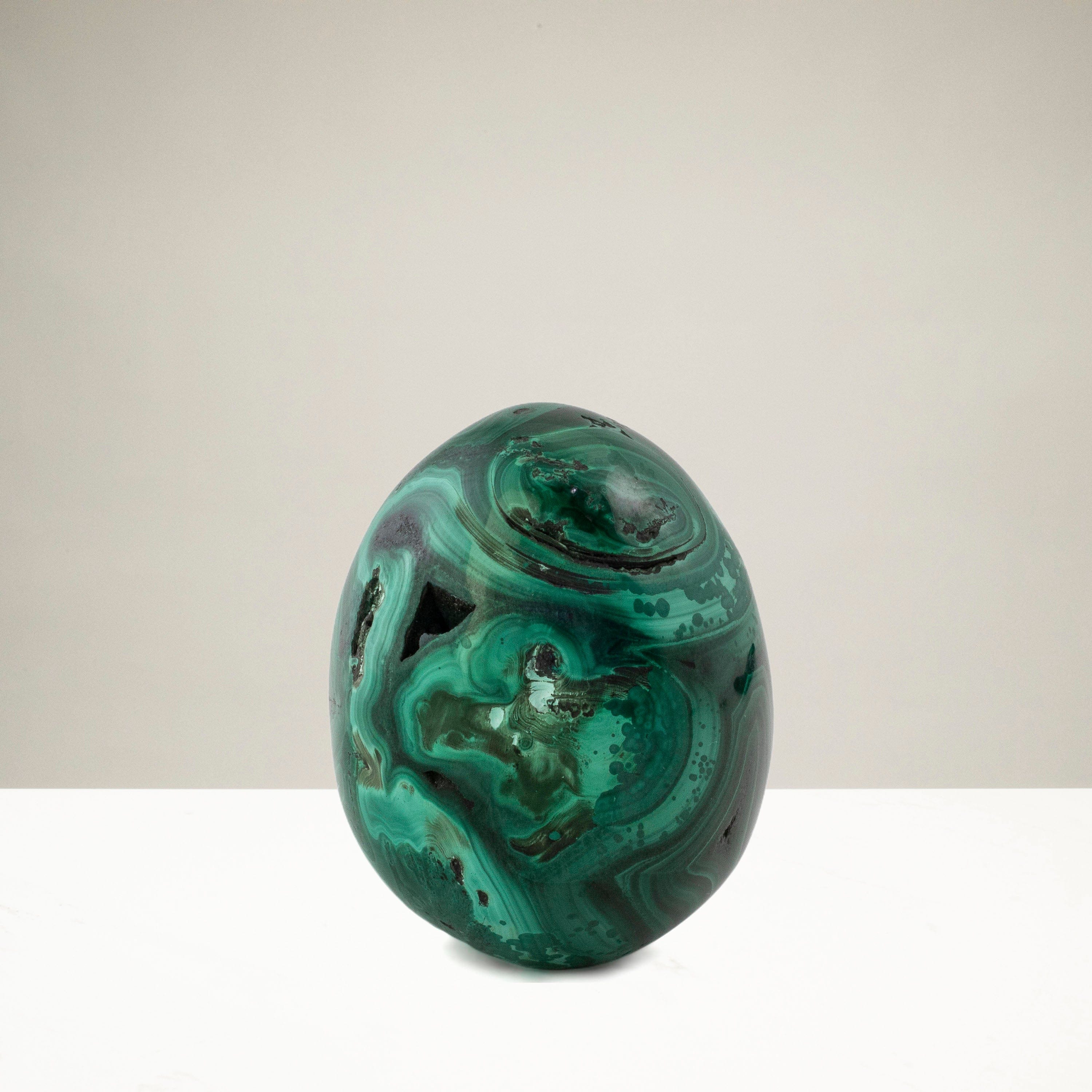 Kalifano Malachite Natural Malachite Egg Carving From Congo - 1.5" / 87g MAE200
