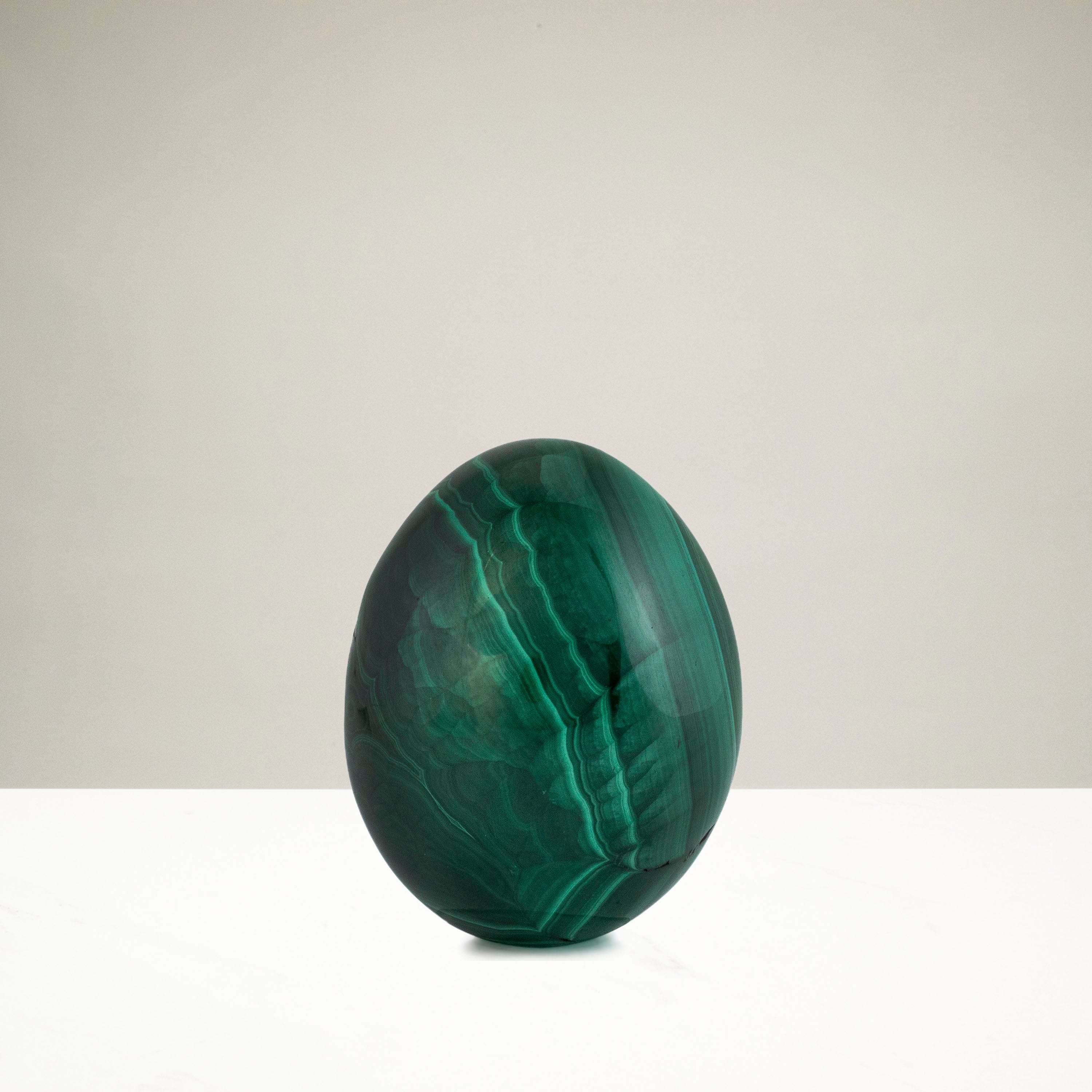 Kalifano Malachite Natural Malachite Egg Carving From Congo - 2" / 125g MAE300