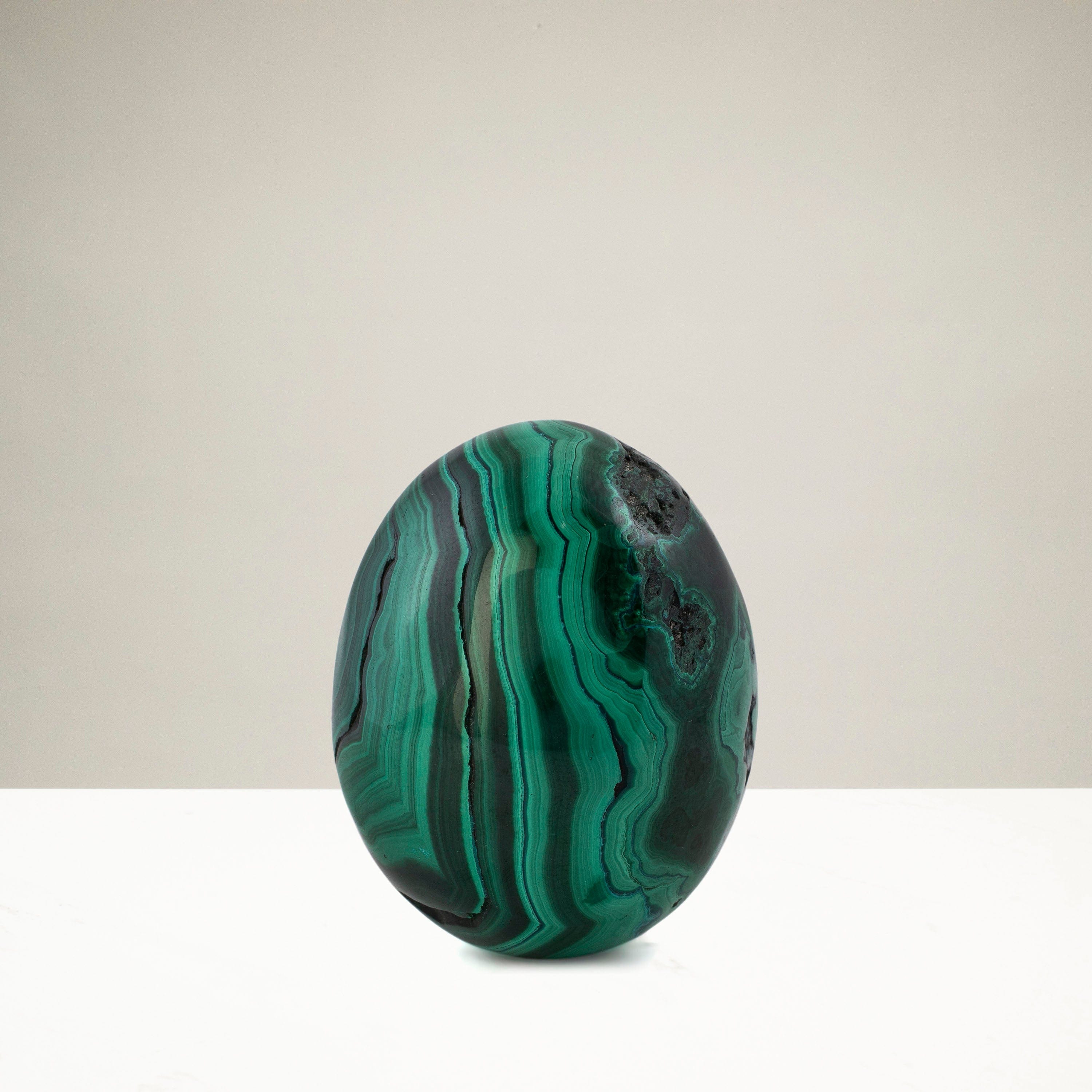 Kalifano Malachite Natural Malachite Egg Carving From Congo - 2.5" / 225g MAE550