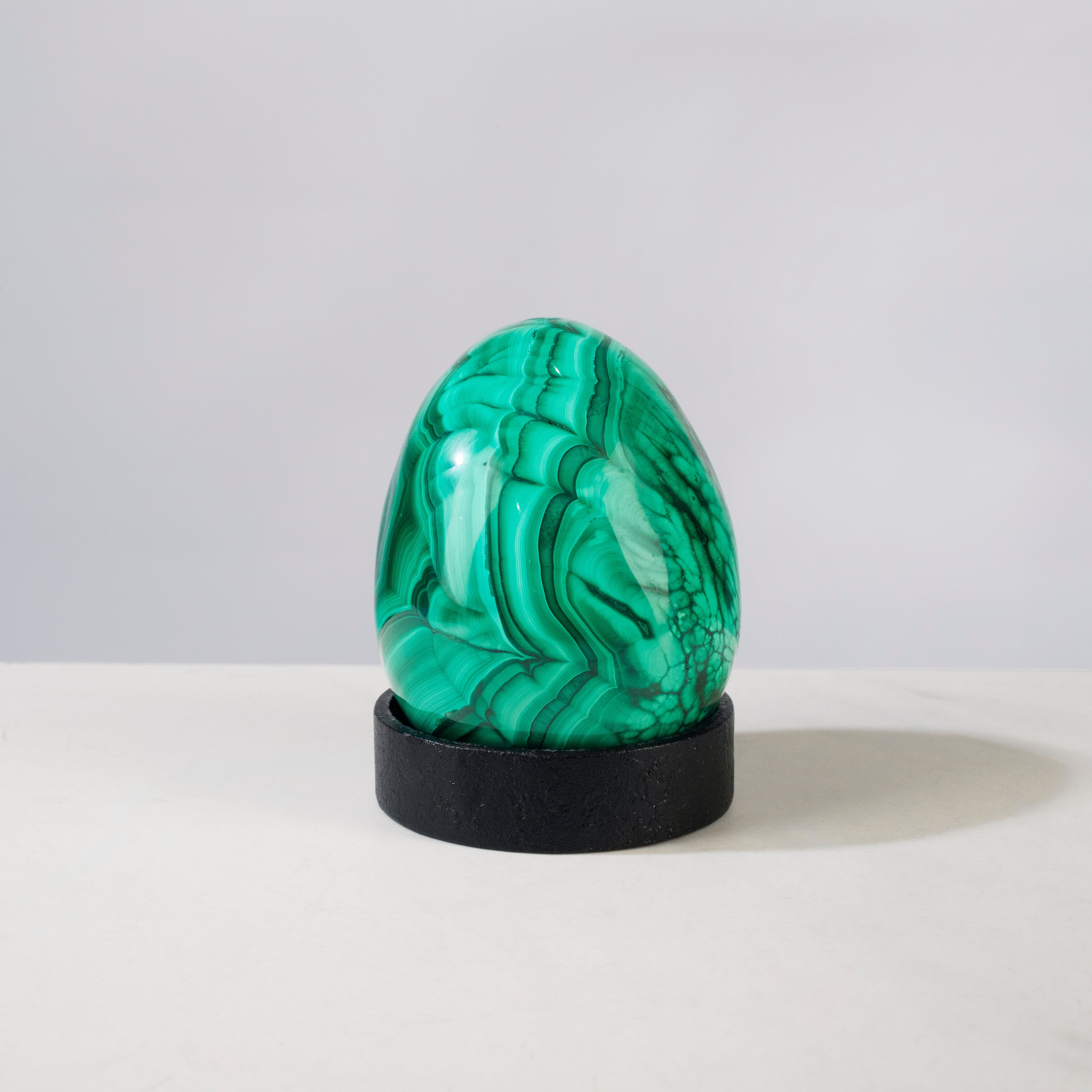 Kalifano Malachite Natural Malachite Egg Carving From Congo - 2.75" / 300-400g MAE700