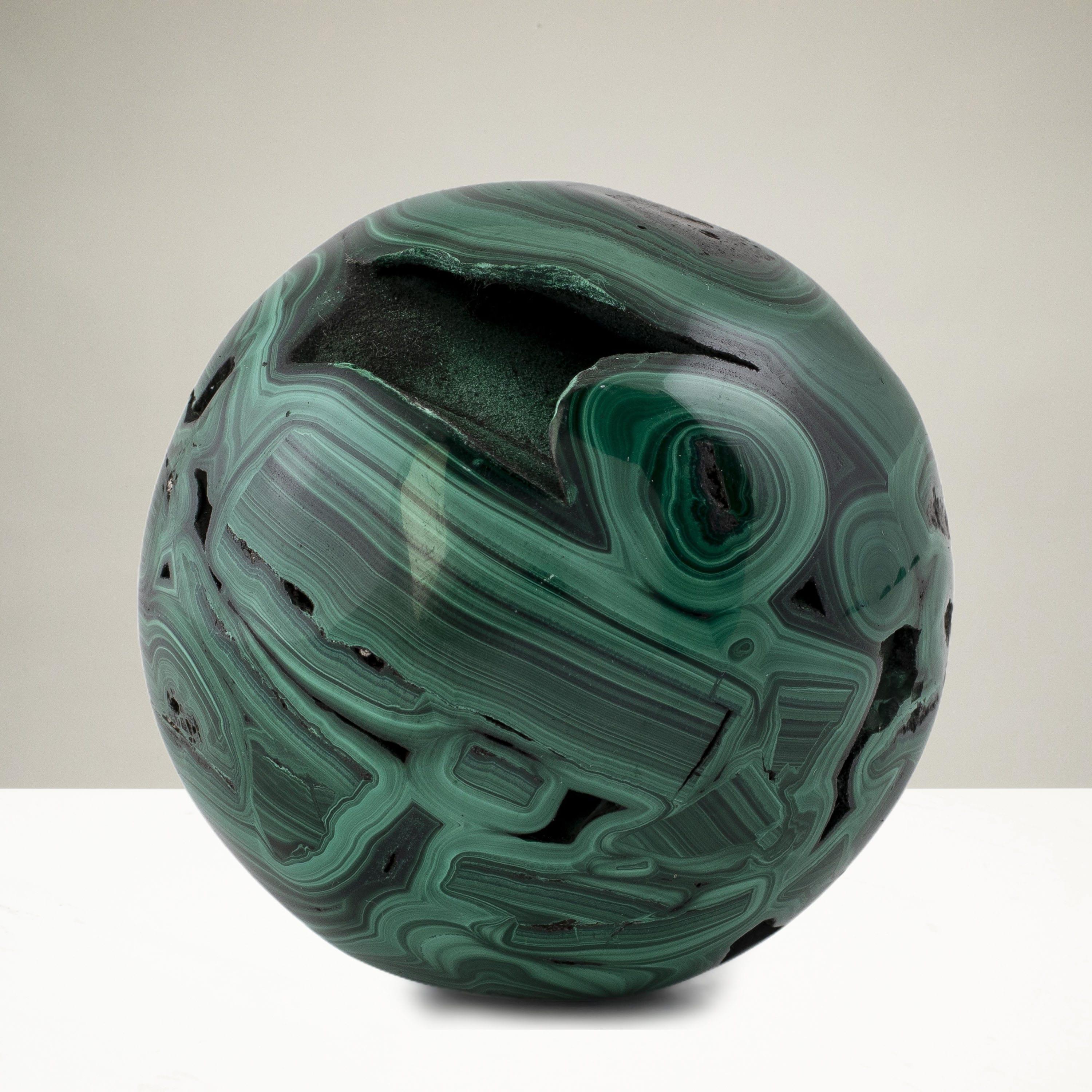 Kalifano Malachite Natural Malachite Sphere Carving From Congo - 2.25" / 350g MAS840