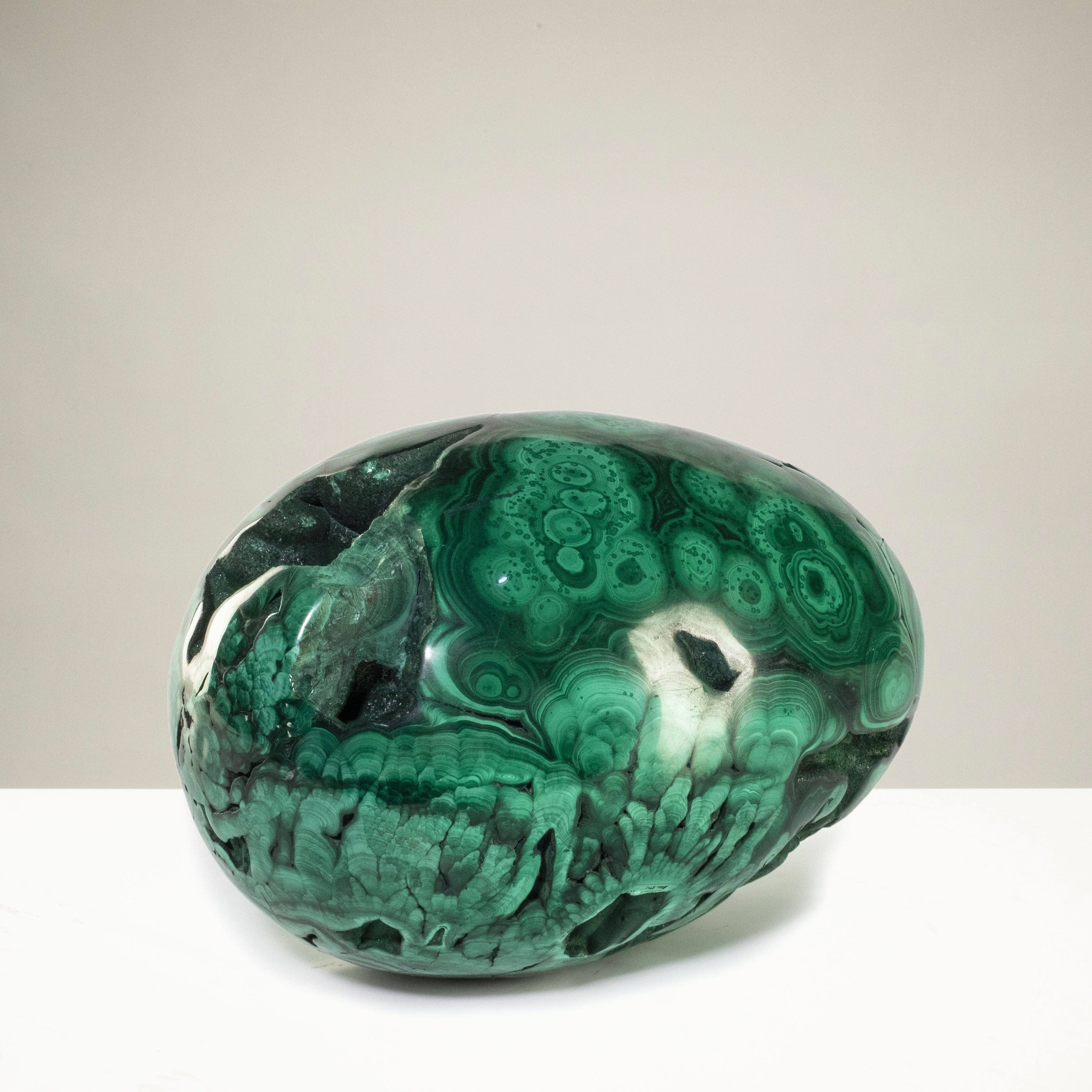 Kalifano Malachite Rare Natural Green Malachite Egg Carving from Congo - 7.5 in / 12.6 lbs MA14000.002