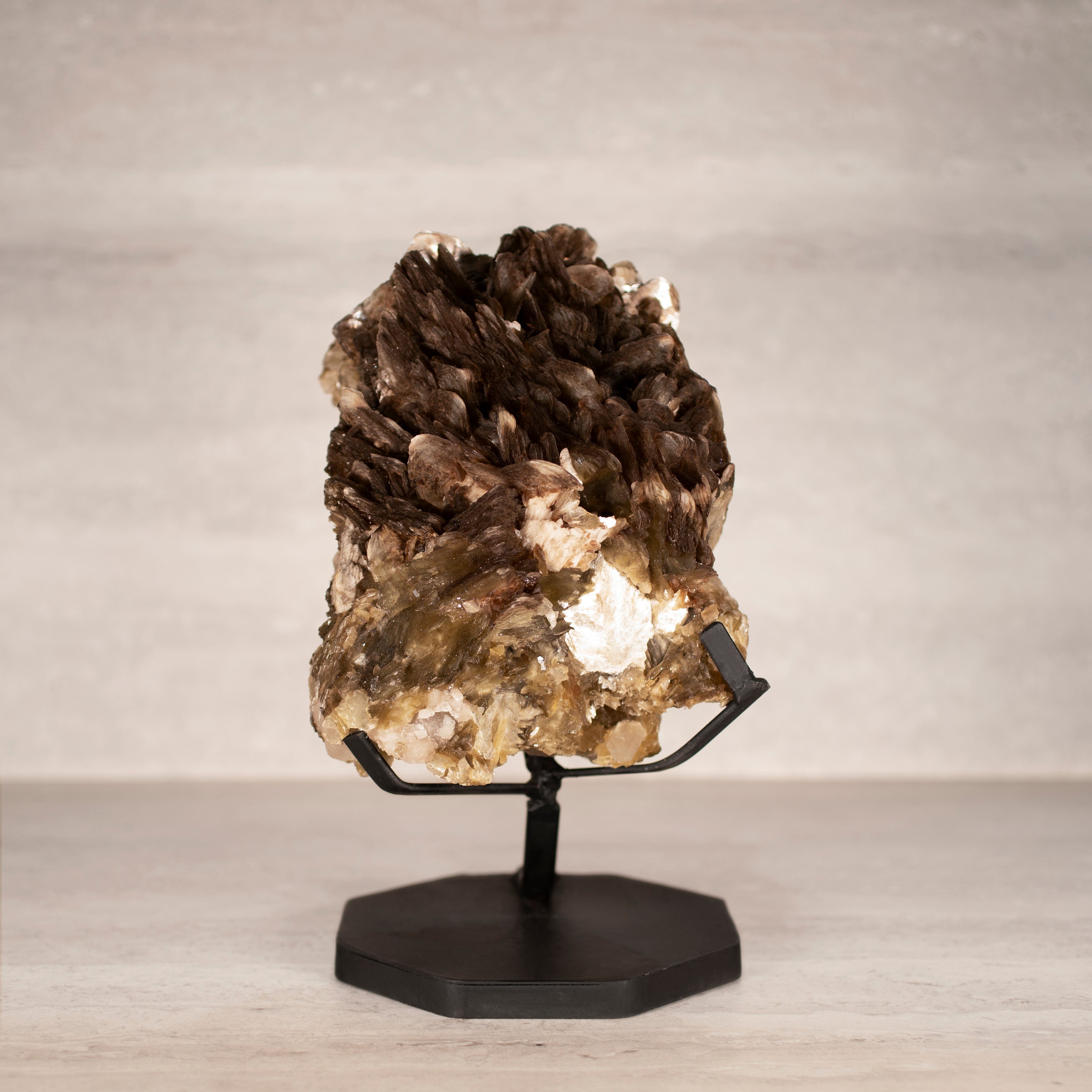 Kalifano Mica Natural Brazilian Mica & Albite on Custom Stand - 11" / 11 lbs MC2500.003