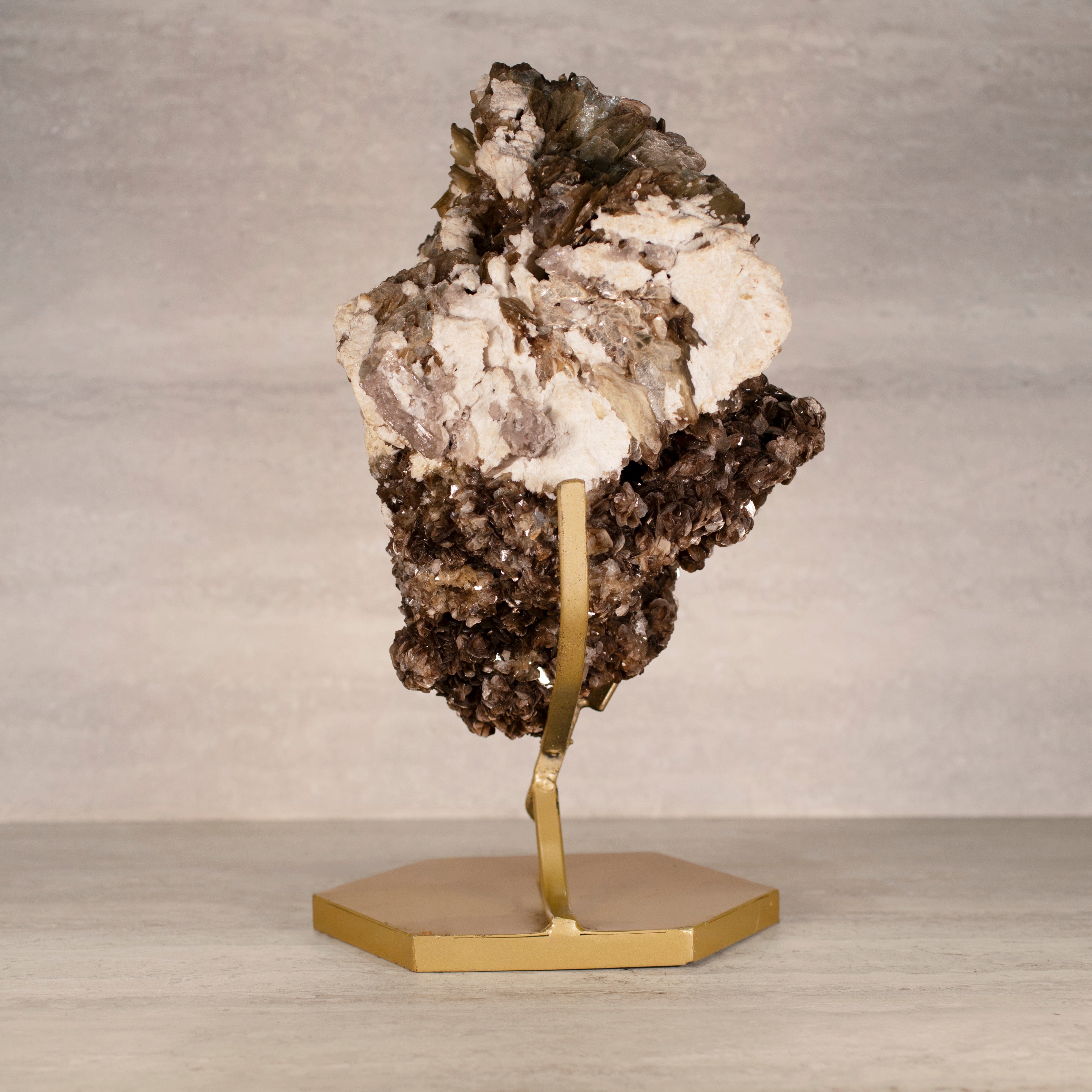 Kalifano Mica Natural Brazilian Mica & Albite on Custom Stand - 16" / 22 lbs MC5100.002