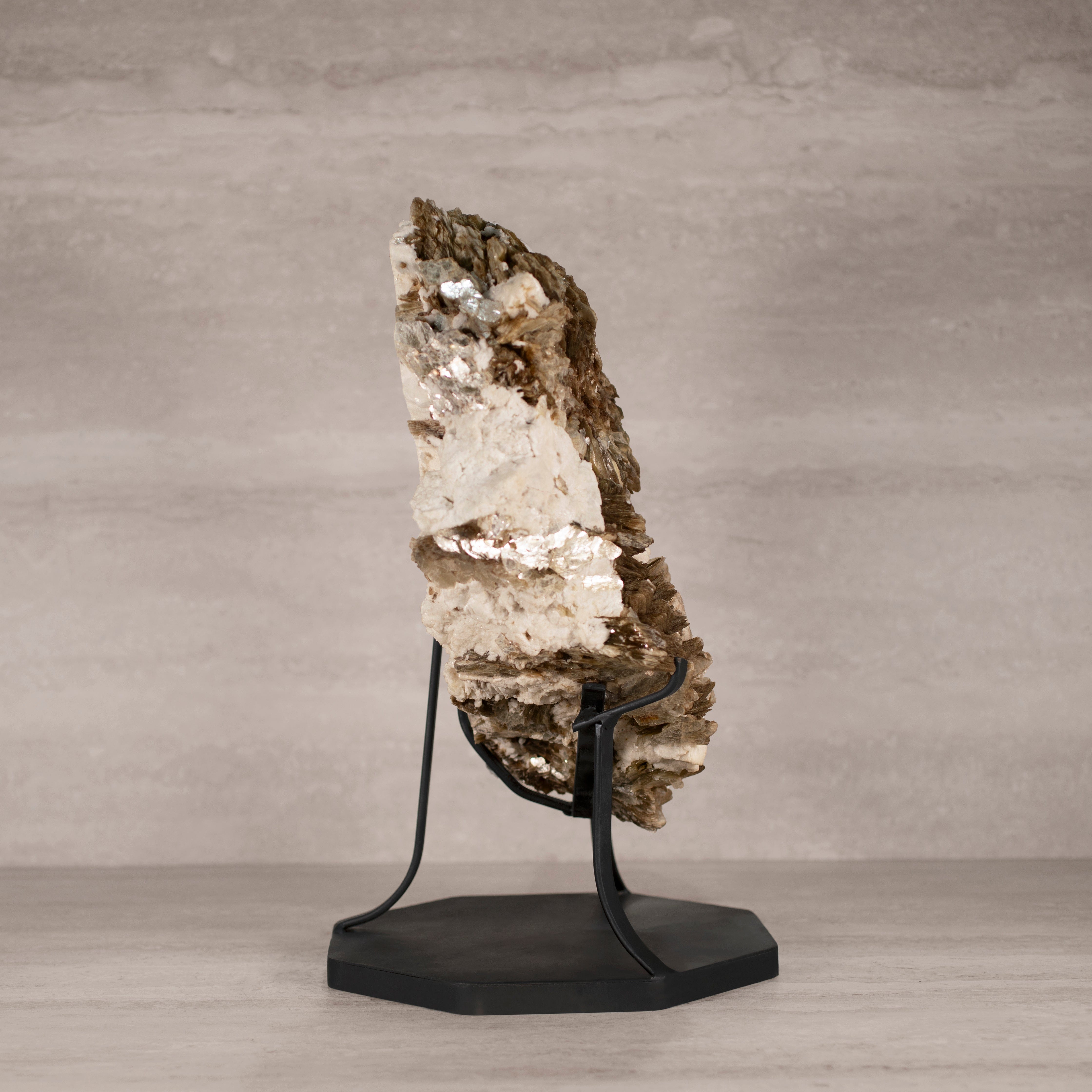 Kalifano Mica Natural Brazilian Mica & Albite on Custom Stand - 17" / 31 lbs MC7100.001