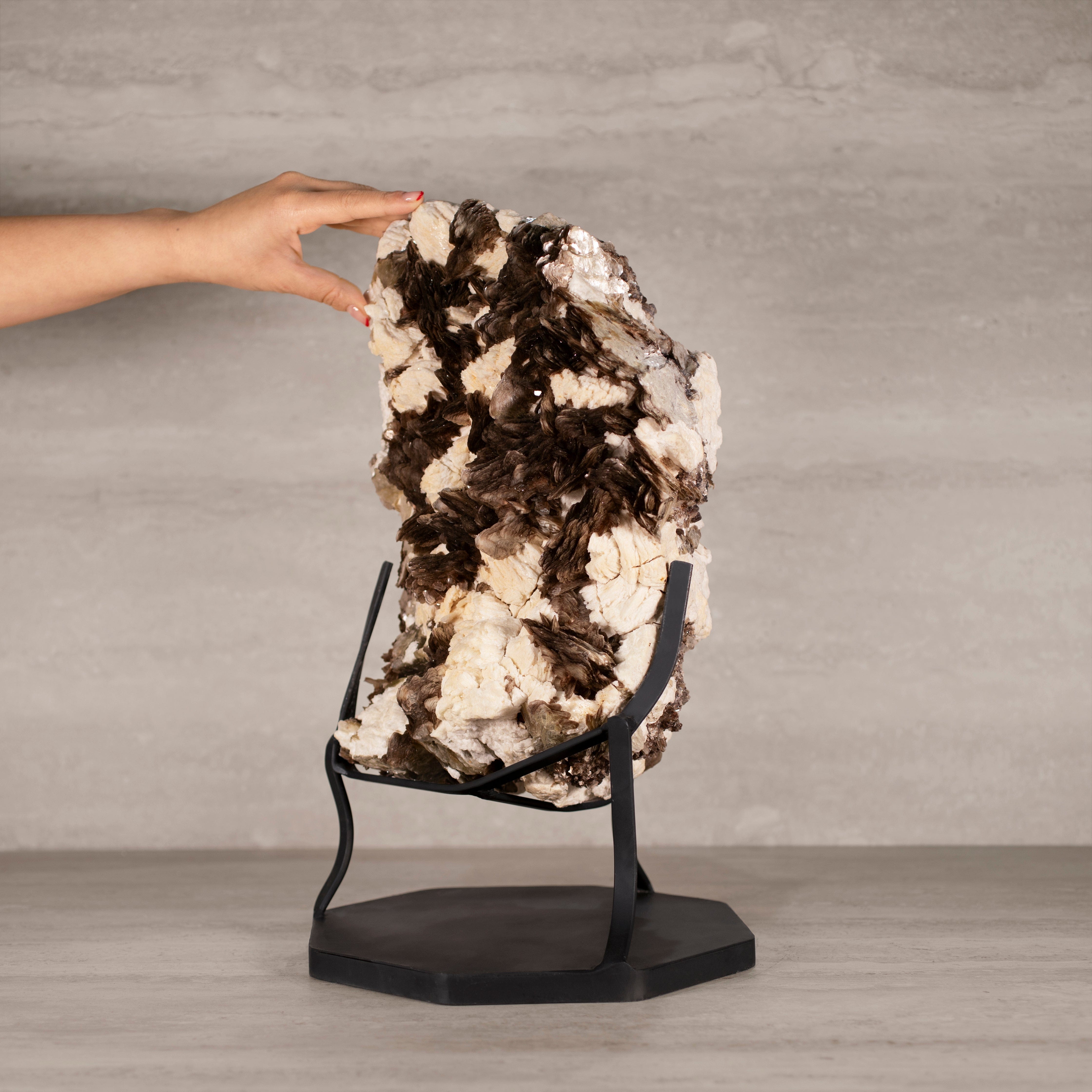 Kalifano Mica Natural Brazilian Mica & Albite on Custom Stand - 17.5" / 31 lbs MC7000.001