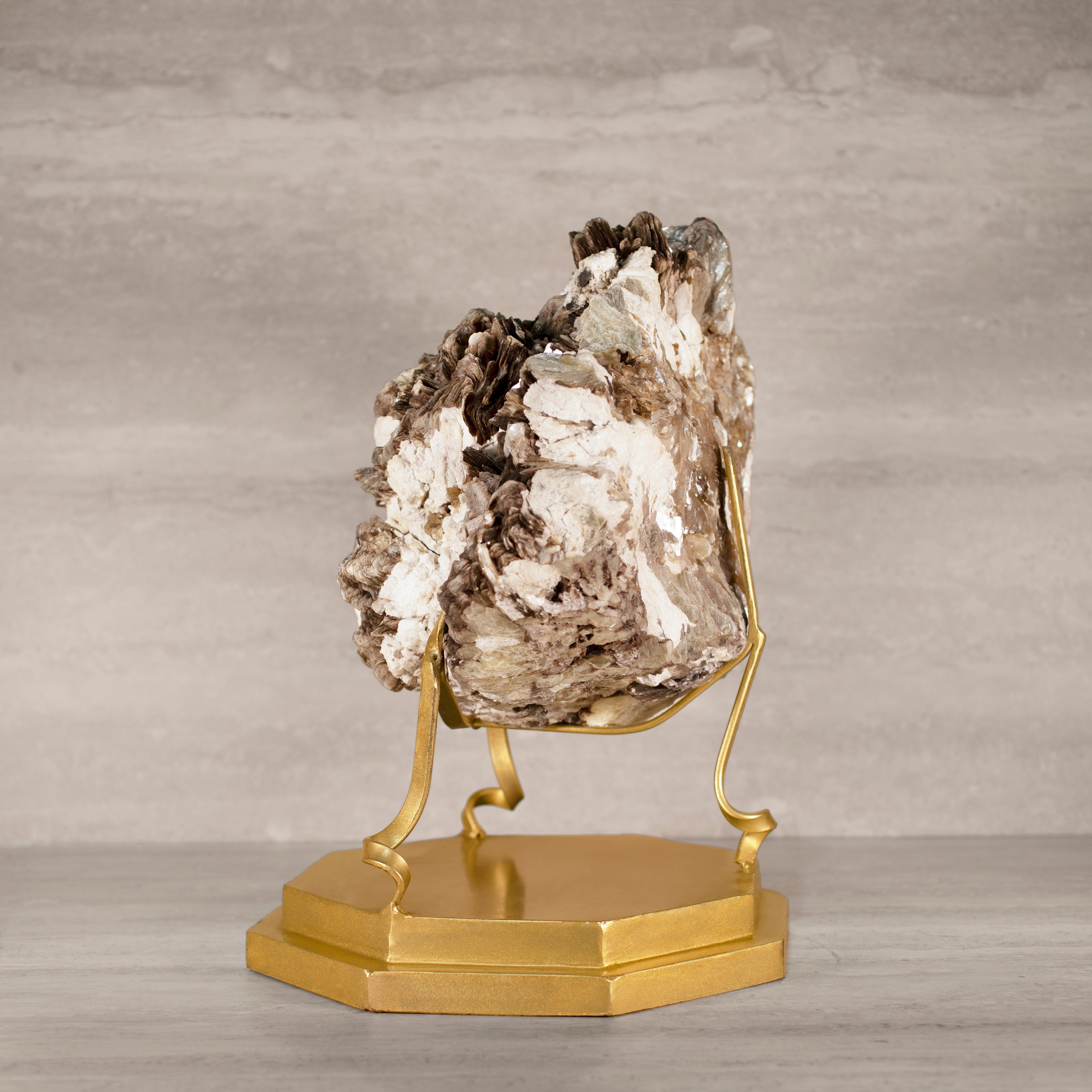 Kalifano Mica Natural Brazilian Mica & Albite on Custom Stand - 17" / 59 lbs MC13400.001