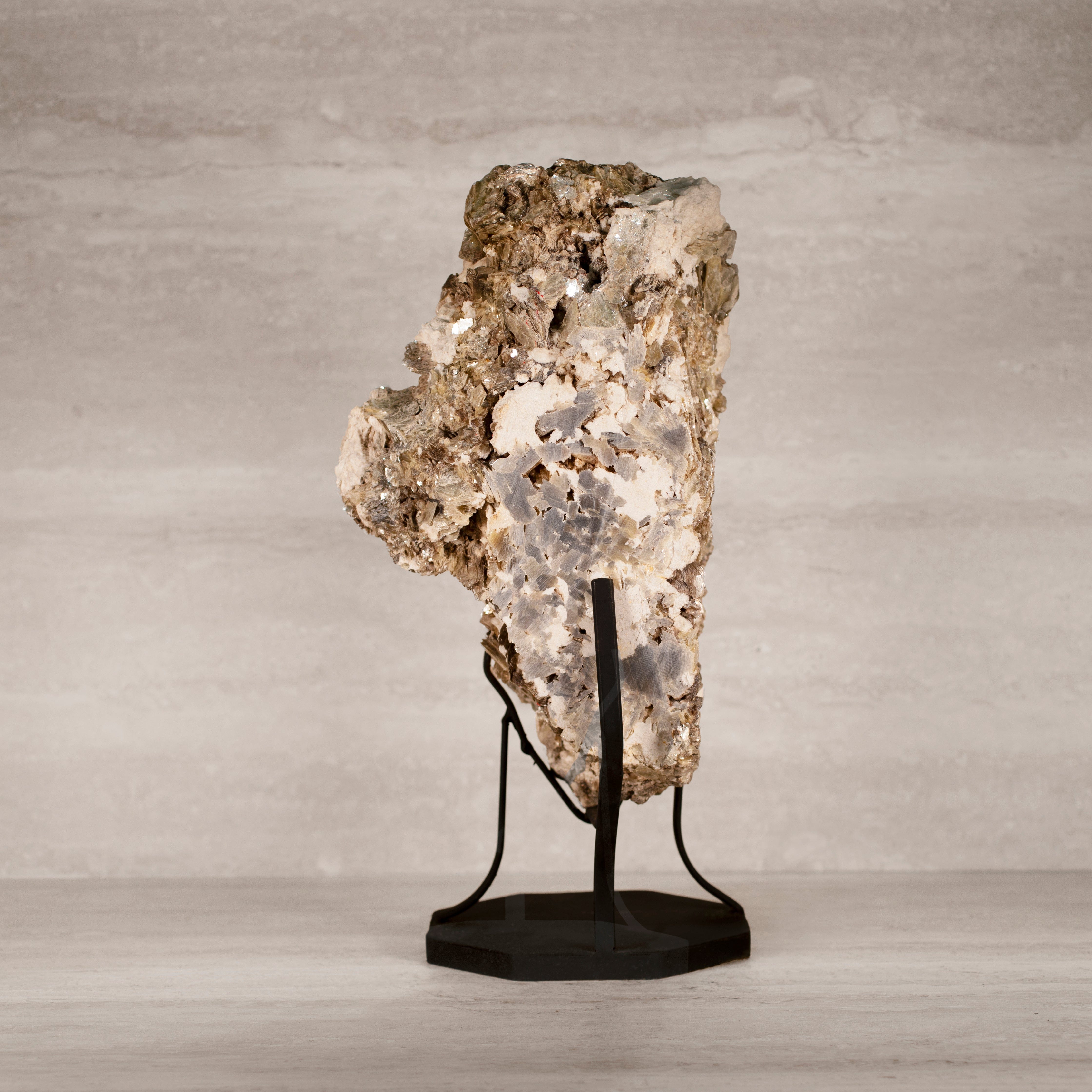 Kalifano Mica Natural Brazilian Mica & Albite on Custom Stand - 19" / 36 lbs MC8100.002