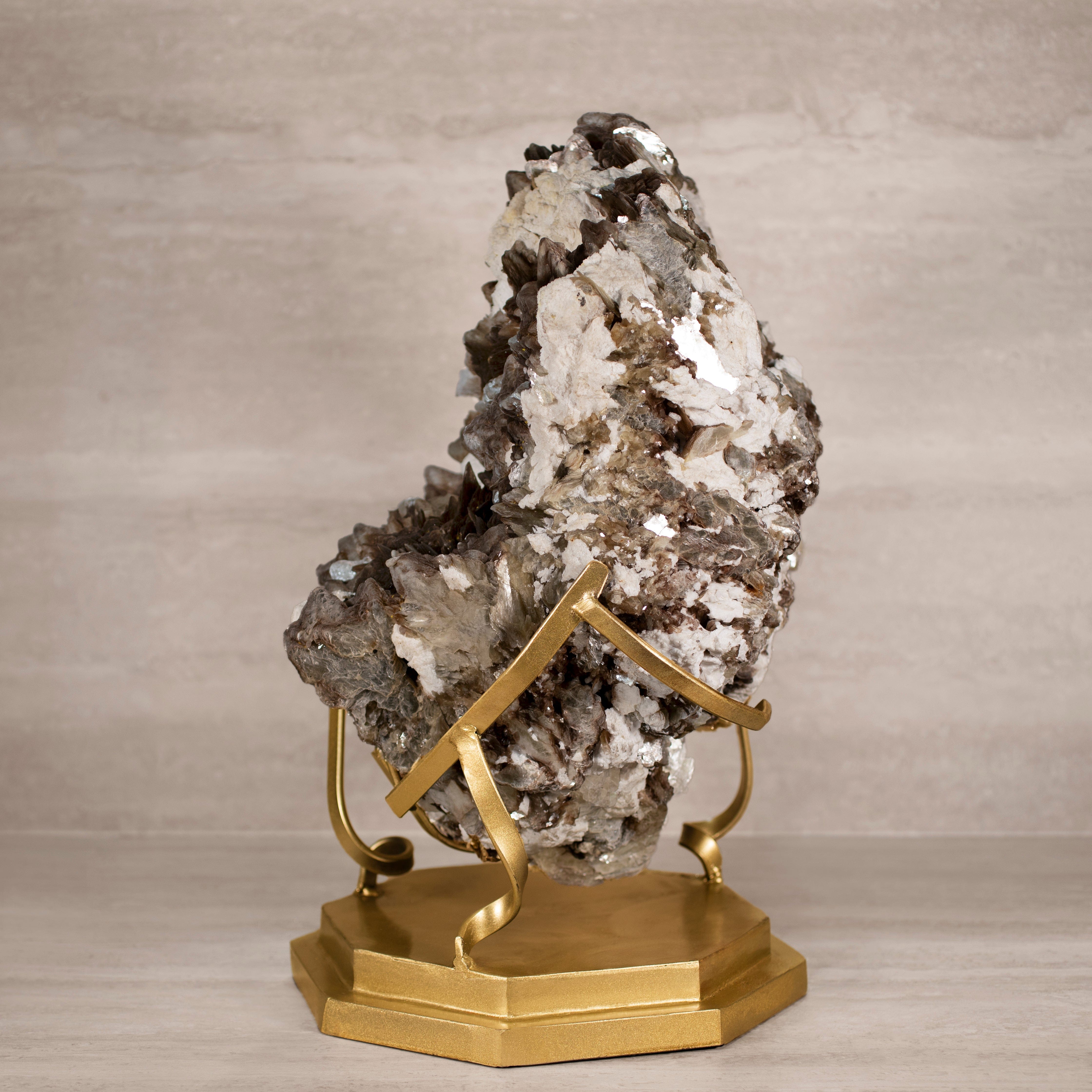 Kalifano Mica Natural Brazilian Mica & Albite on Custom Stand - 22" / 104 lbs MC23500.001