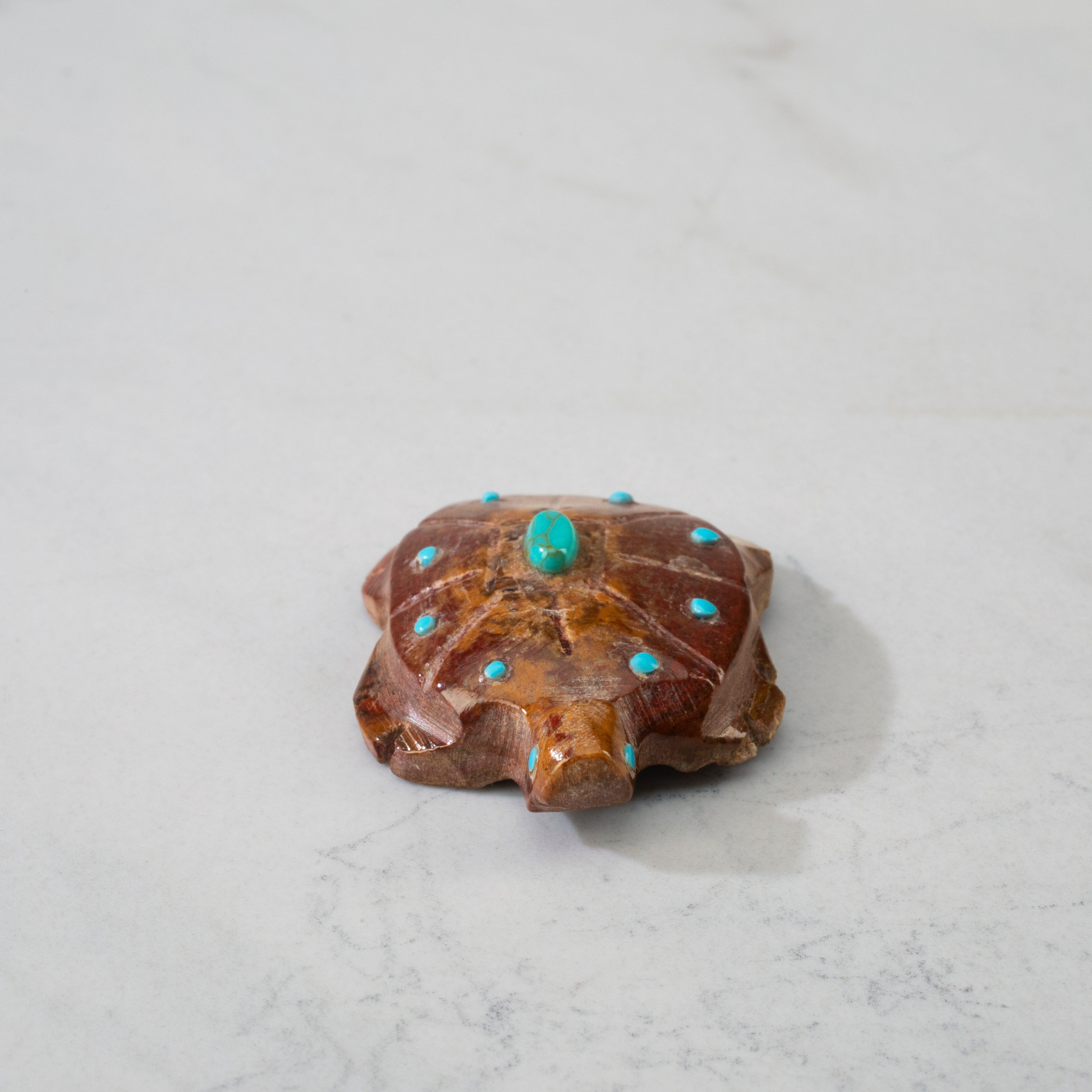 Kalifano Native American Fetish Carvings Carl Etsate Picasso Marble Handmade Zuni Fetish Turtle Carving NAC192.001