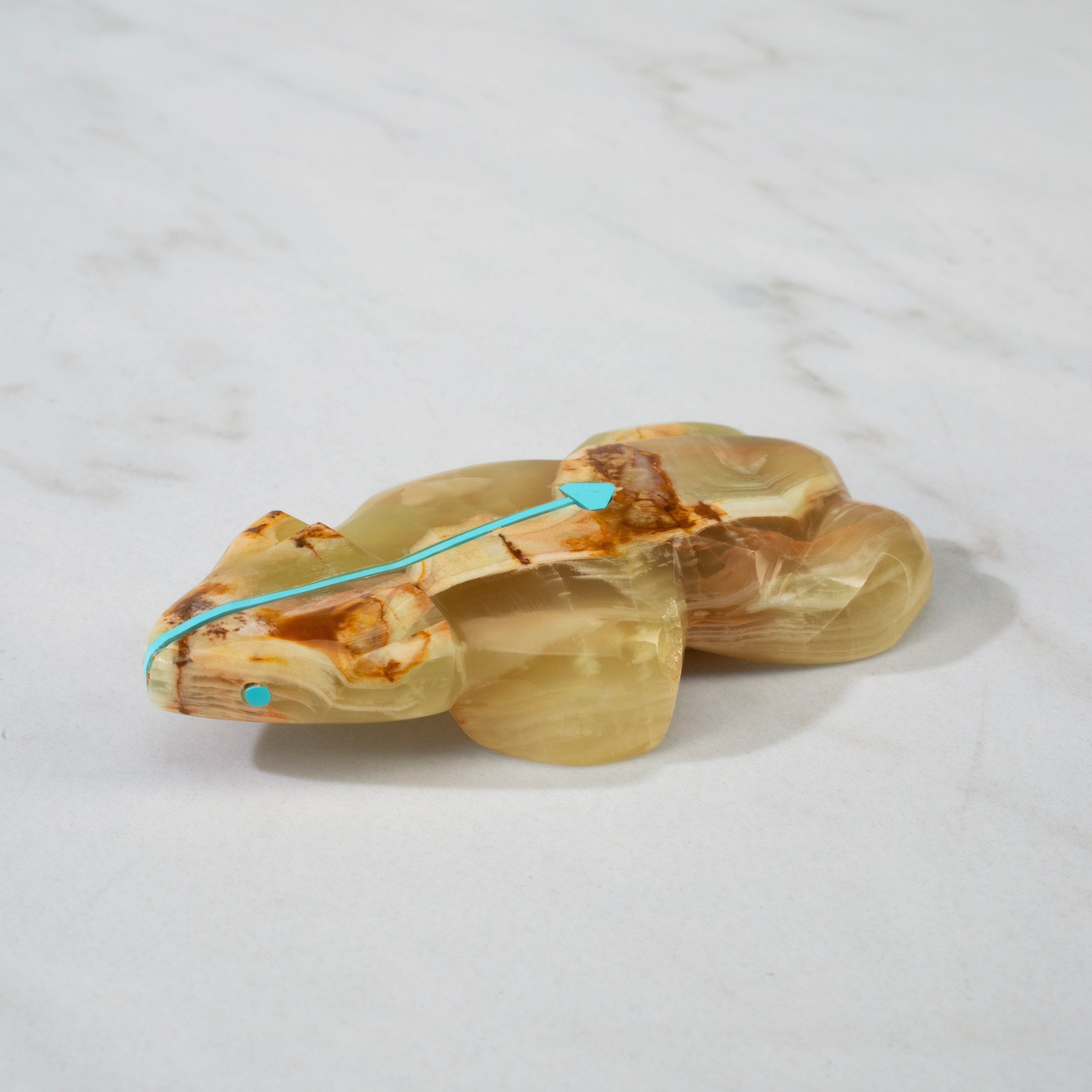 Kalifano Native American Fetish Carvings Kenric Laiwakete Green Onyx Handmade Zuni Fetish Bear Carving NAC540.005