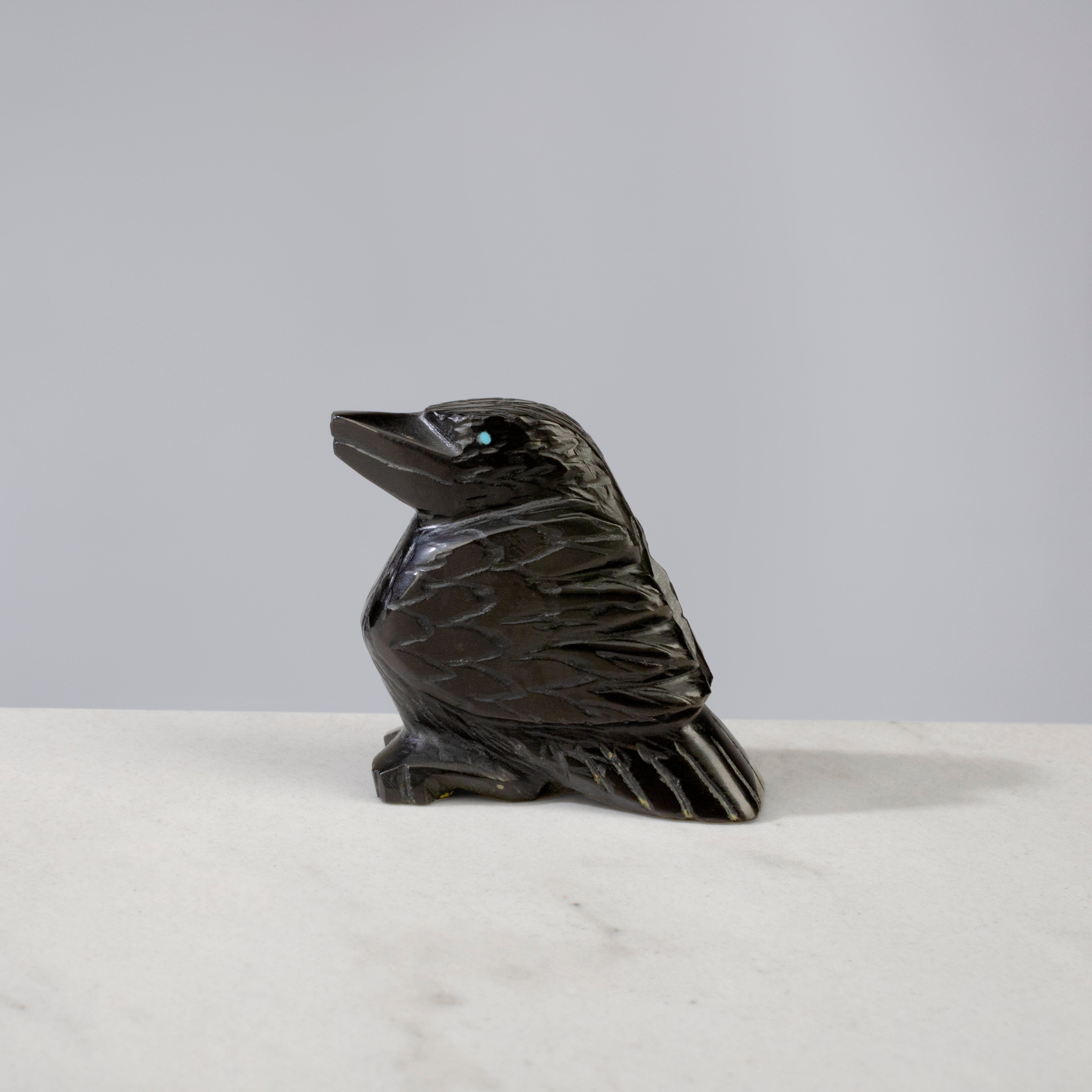 Maker's Mark 【raven様用】 KALIFANO | Tony Mackel Black Marble Handmade Zuni Fetish Raven Carving