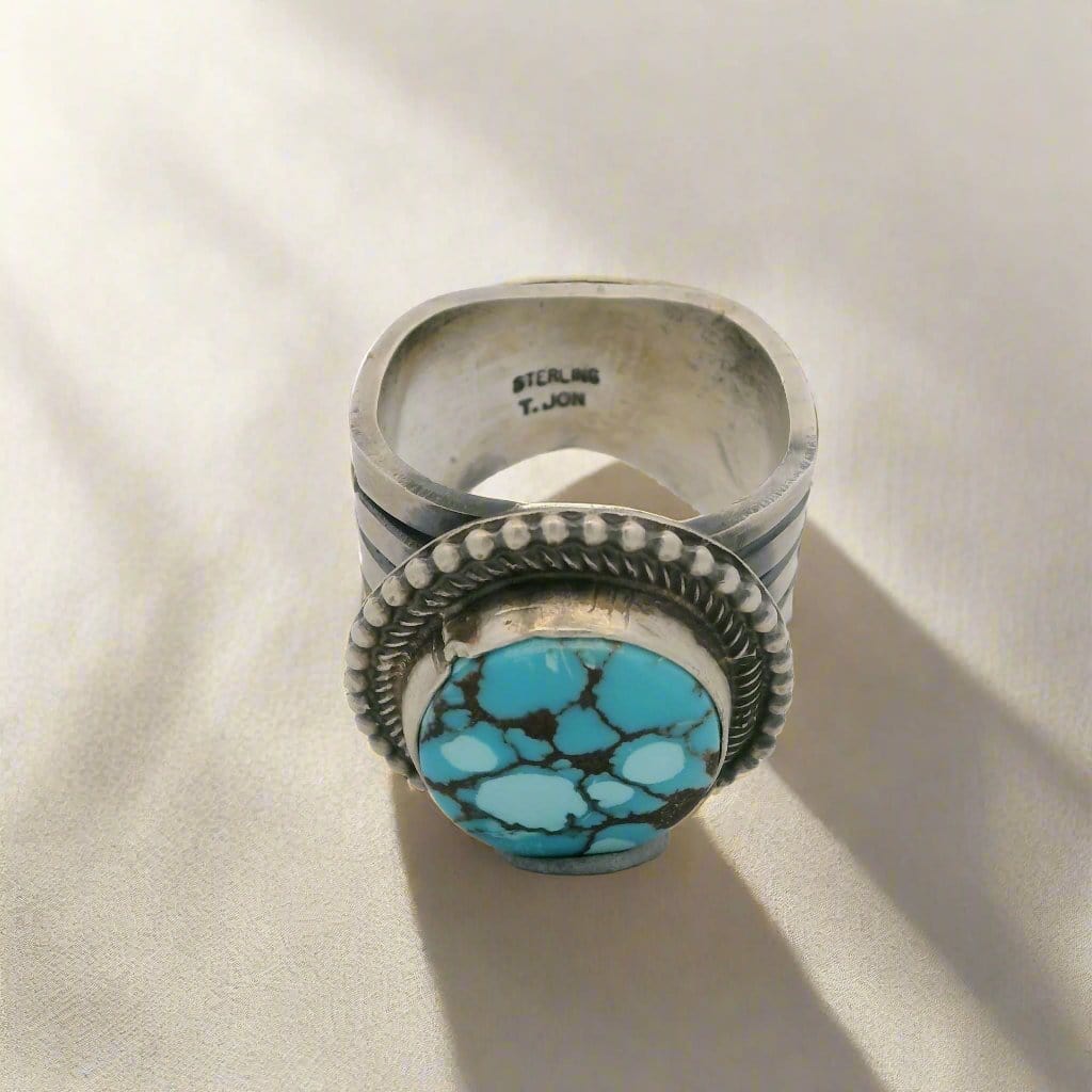 Kalifano Native American Jewelry 10.5 Tillie Jon Egyptian Turquoise Navajo USA Native American Made 925 Sterling Silver Ring NAR1800.022.105