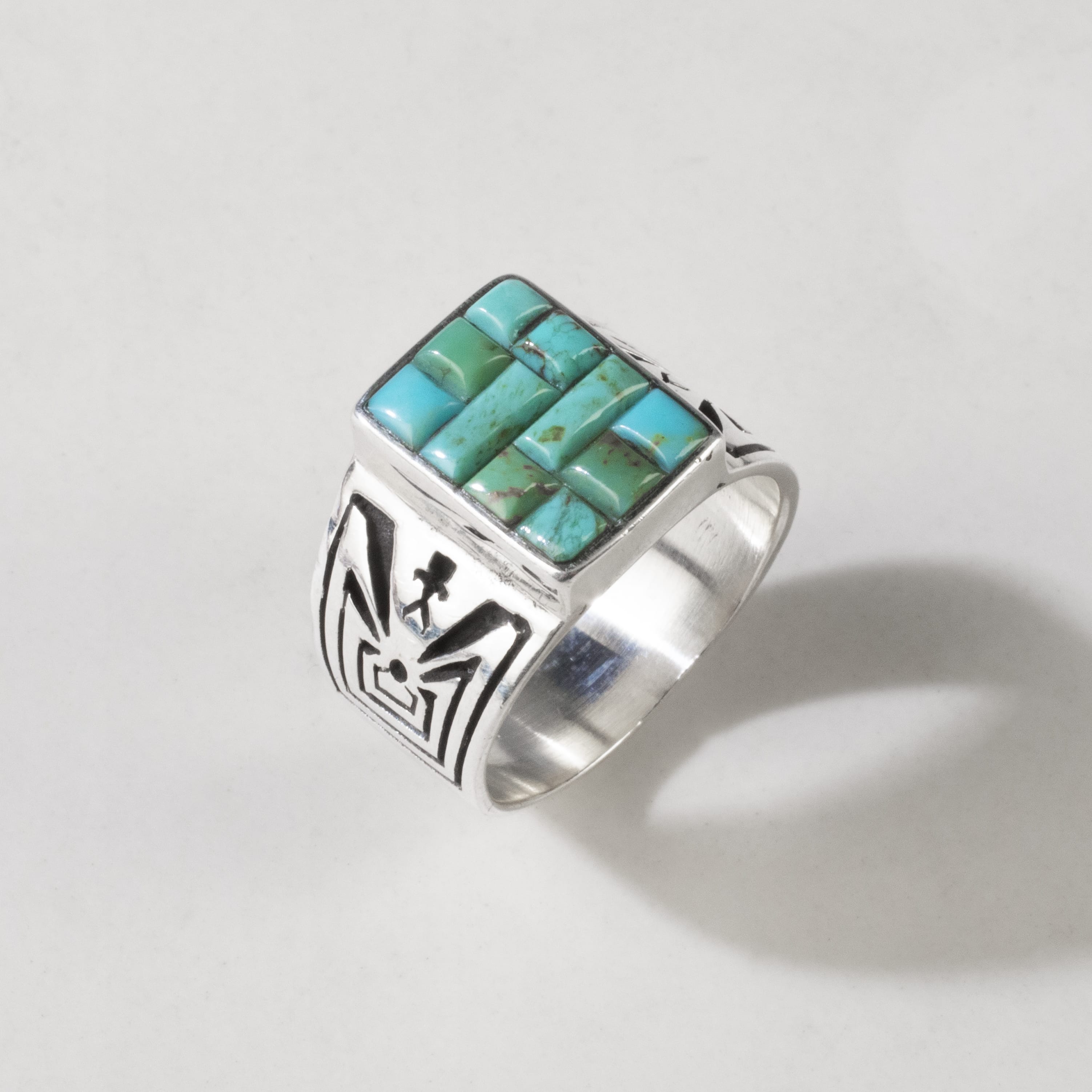 Kalifano Native American Jewelry 10 Kingman Turquoise USA Native American Made 925 Sterling Silver Ring NAR950.001.10