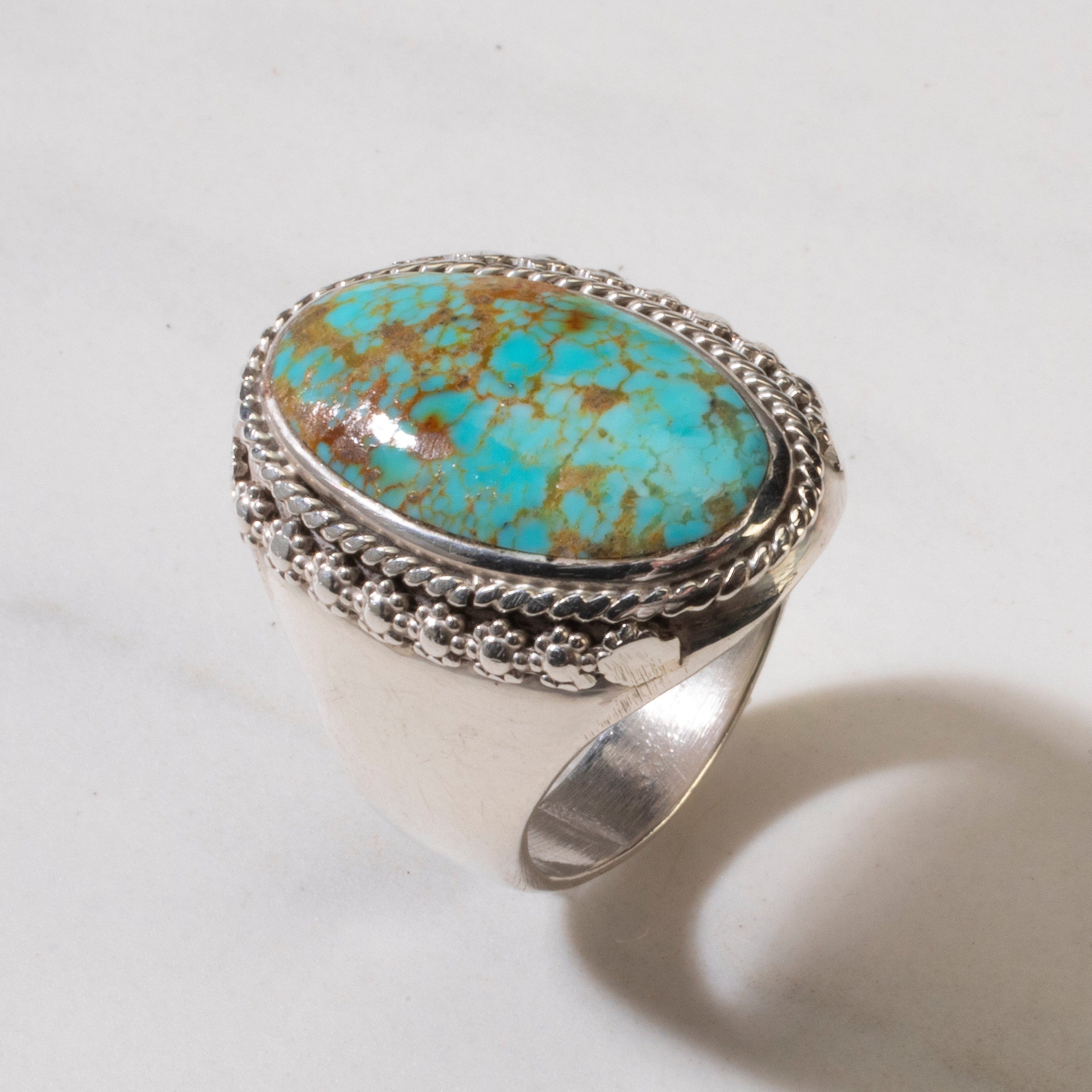 Kalifano Native American Jewelry 11 King Manassa Turquoise Navajo USA Native American Made 925 Sterling Silver Ring NAR700.046.11