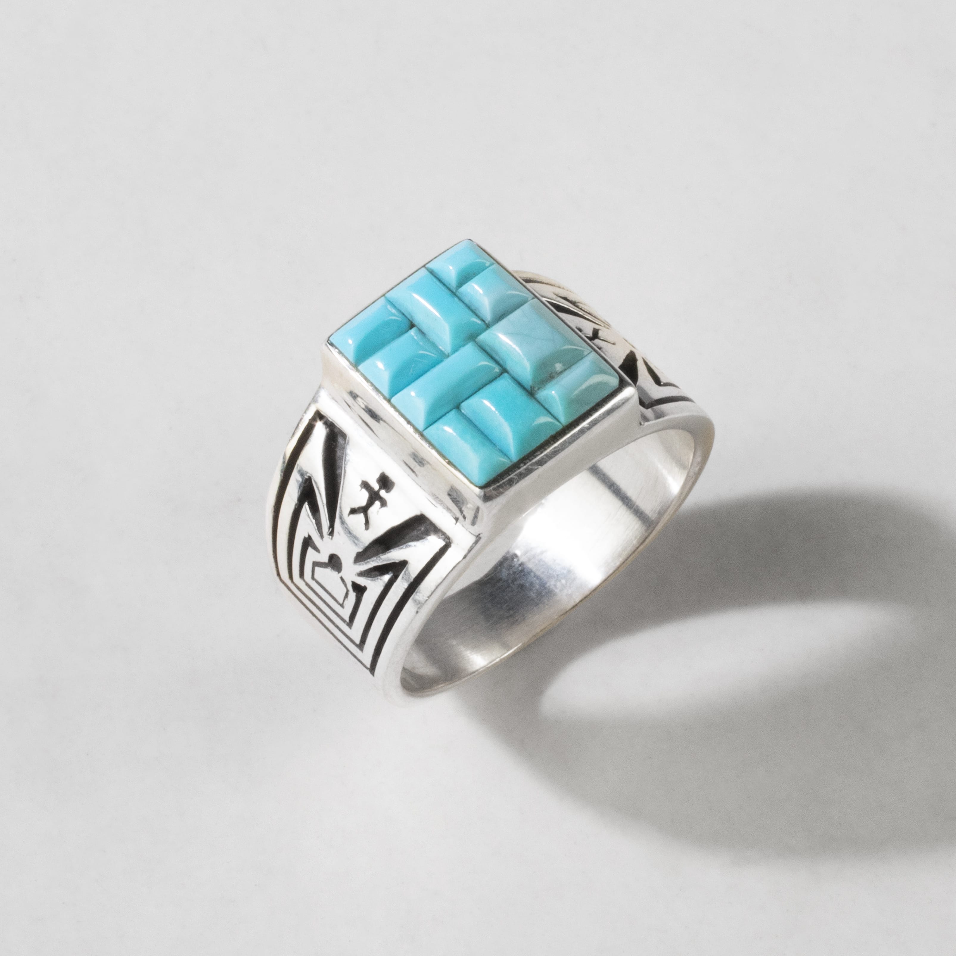 Kalifano Native American Jewelry 12 Kingman Turquoise USA Native American Made 925 Sterling Silver Ring NAR950.002.12