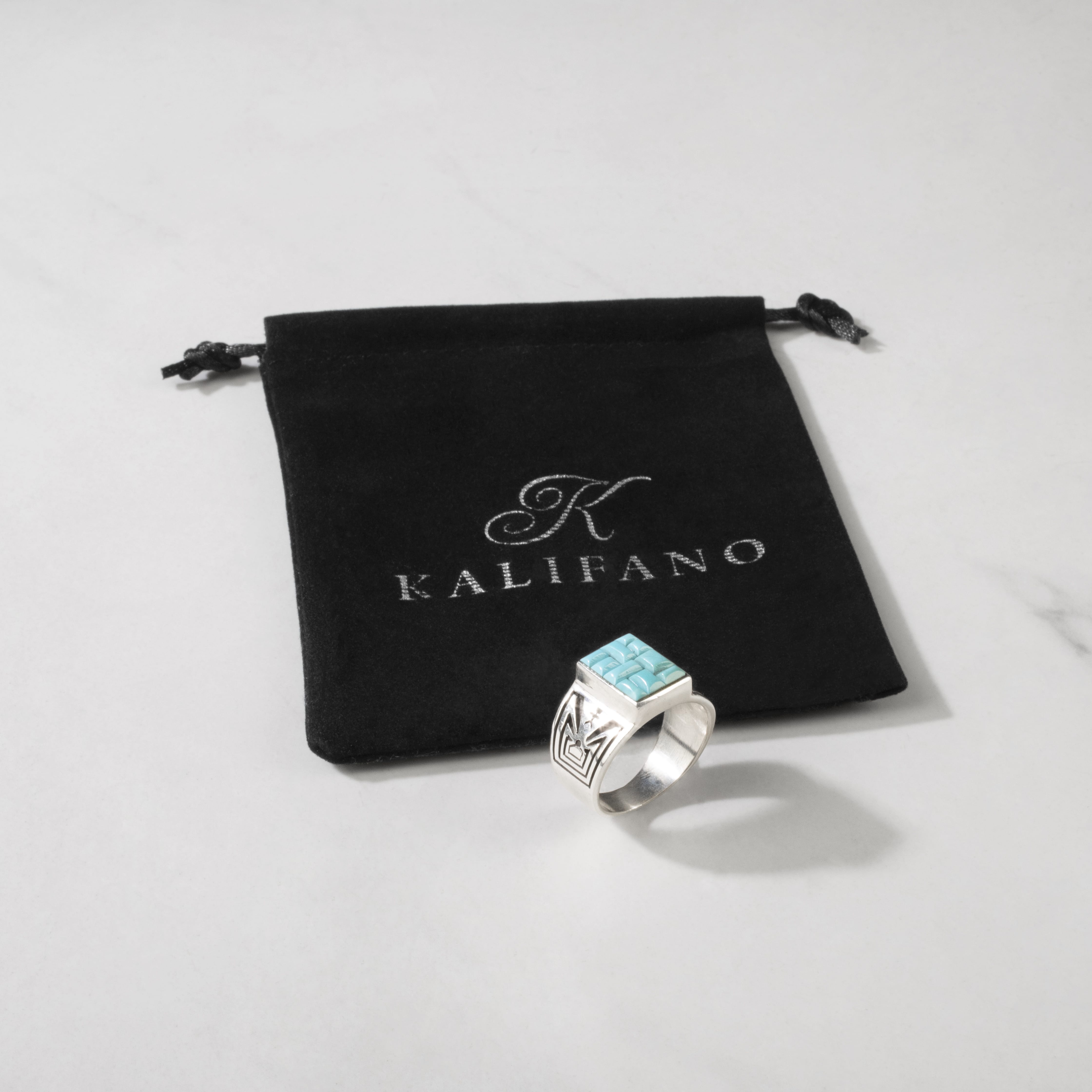 Kalifano Native American Jewelry 12 Kingman Turquoise USA Native American Made 925 Sterling Silver Ring NAR950.002.12