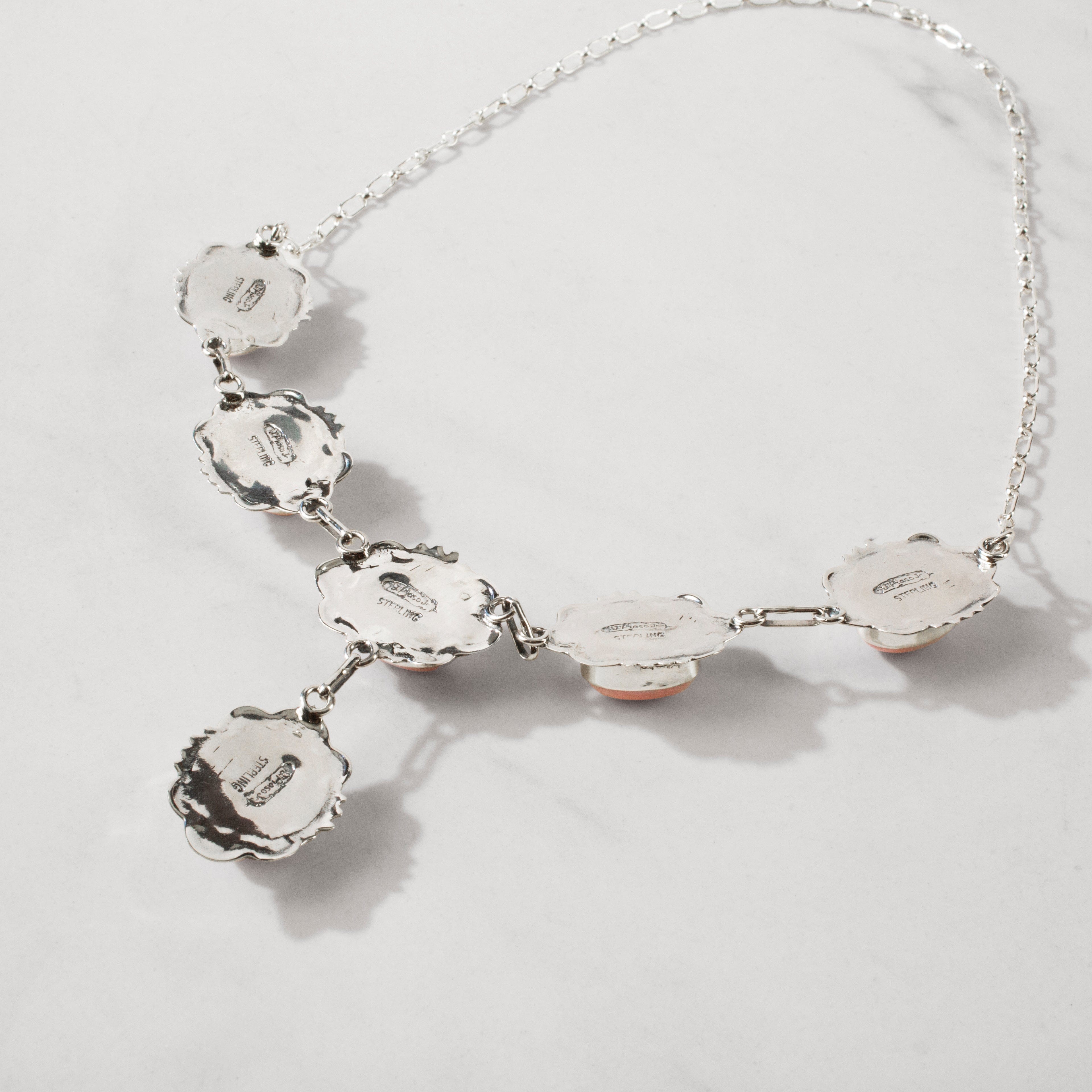 Kalifano Native American Jewelry 18" Joe Piaso Jr. Pink Conch Shell Navajo USA Native American Made 925 Sterling Silver Necklace NAN4750.001