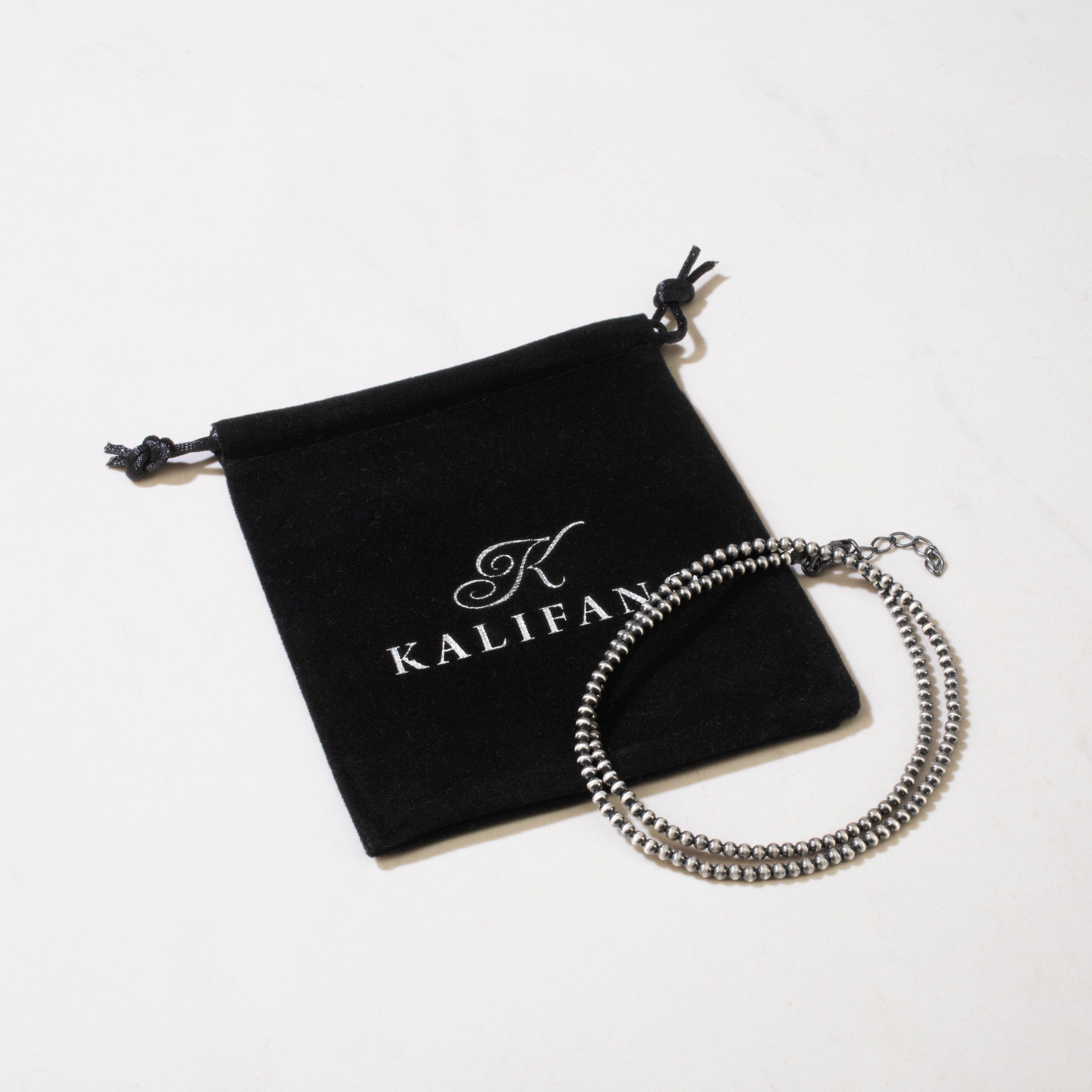 Kalifano Native American Jewelry 18" Single Strand 3mm Navajo Pearl USA Native American Made 925 Sterling Silver Necklace NAN500.022