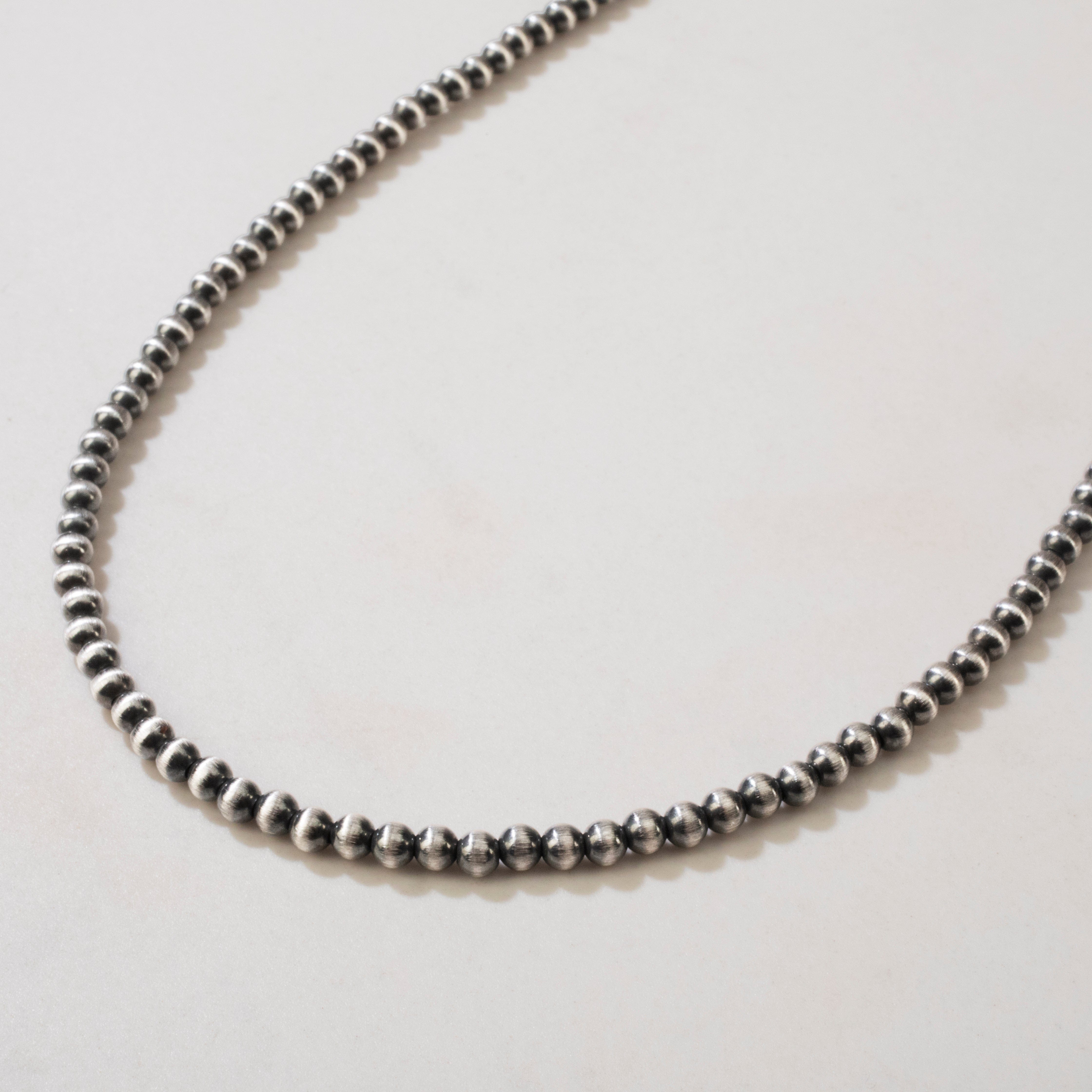 Kalifano Native American Jewelry 18" Single Strand 3mm Navajo Pearl USA Native American Made 925 Sterling Silver Necklace NAN500.022