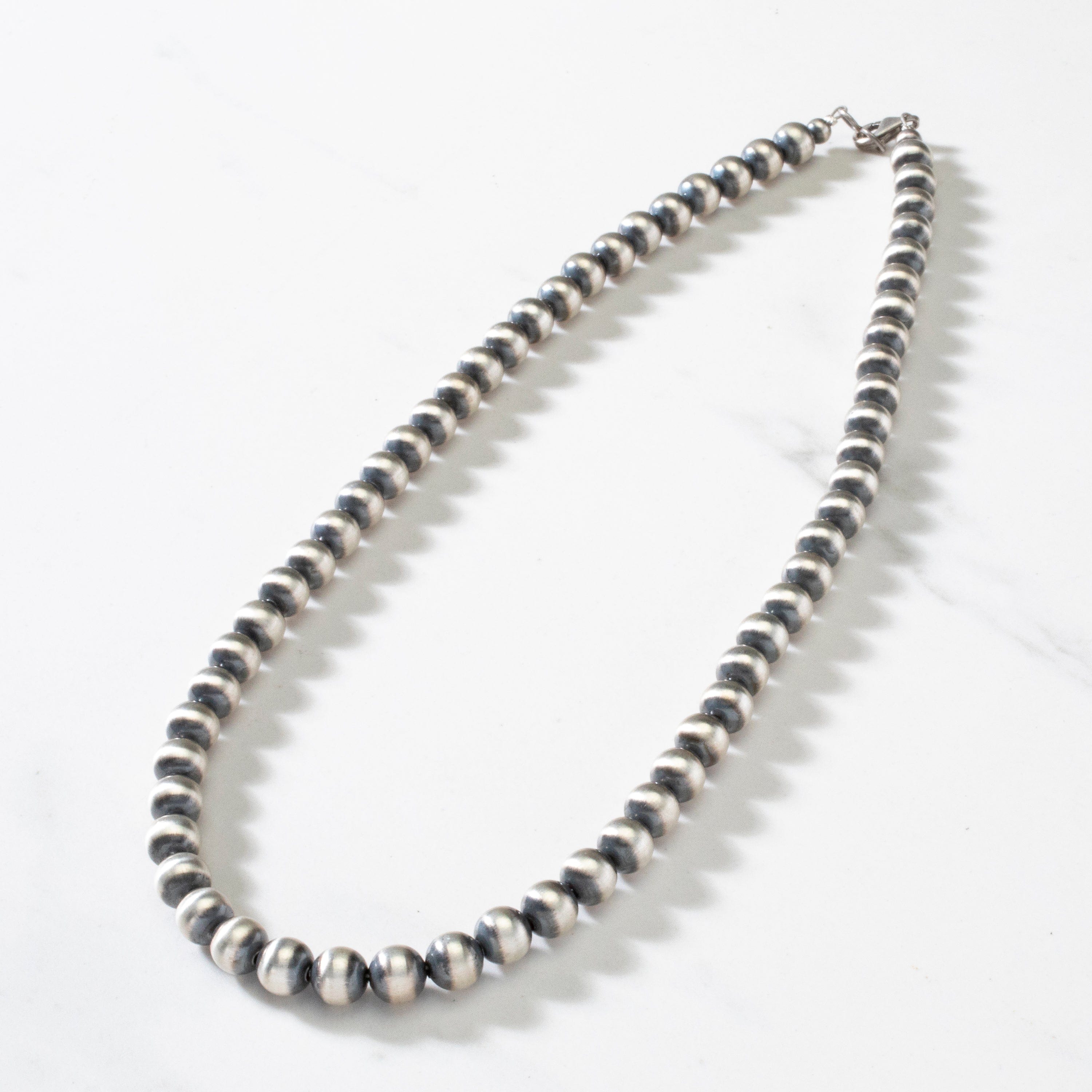 Kalifano Native American Jewelry 20" Single Strand 8mm Navajo Pearl USA Native American Made 925 Sterling Silver Necklace NAN1500.023