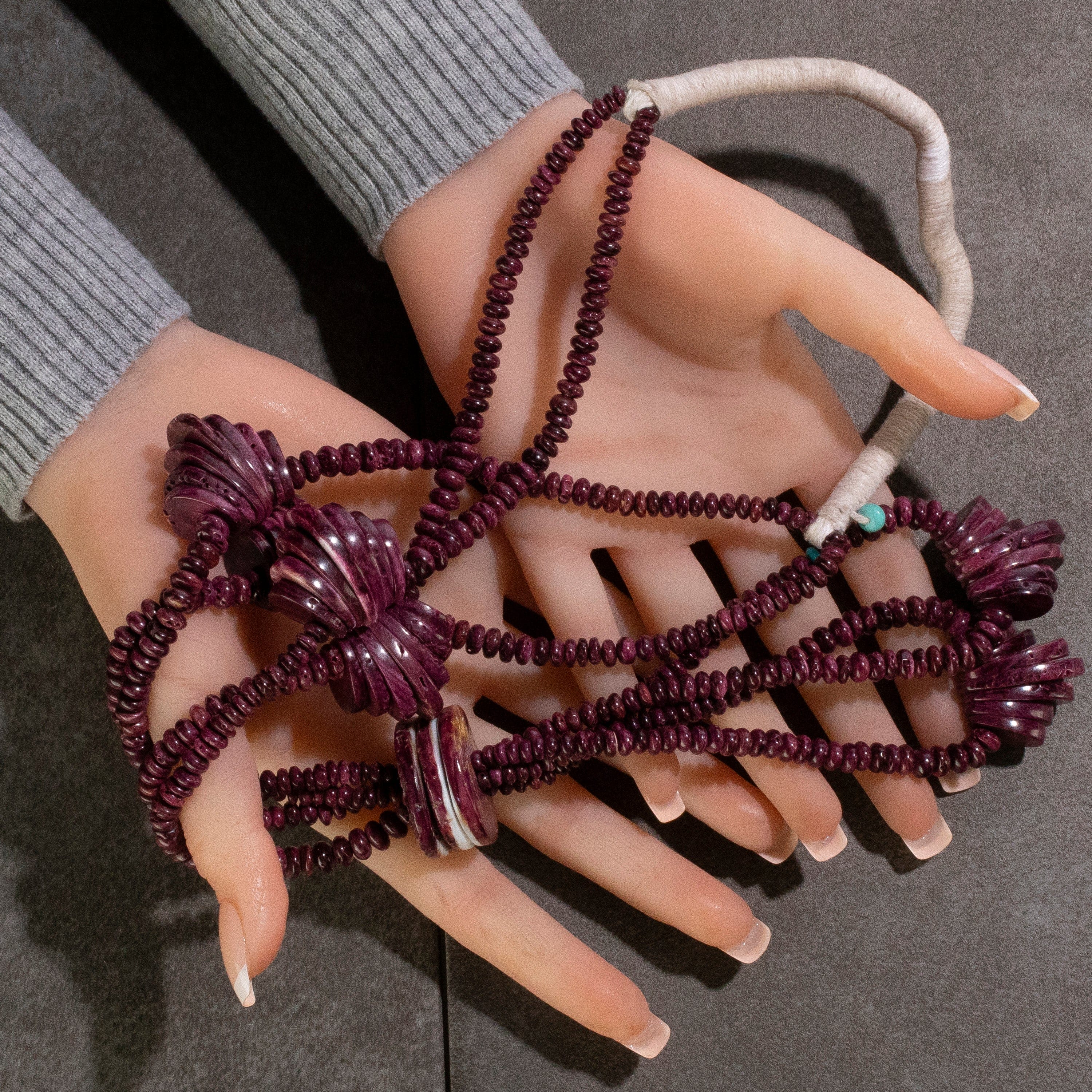 Kalifano Native American Jewelry 36" Purple Spiny Oyster Shell USA Native American Made Heishi Bead Necklace NAN2400.014