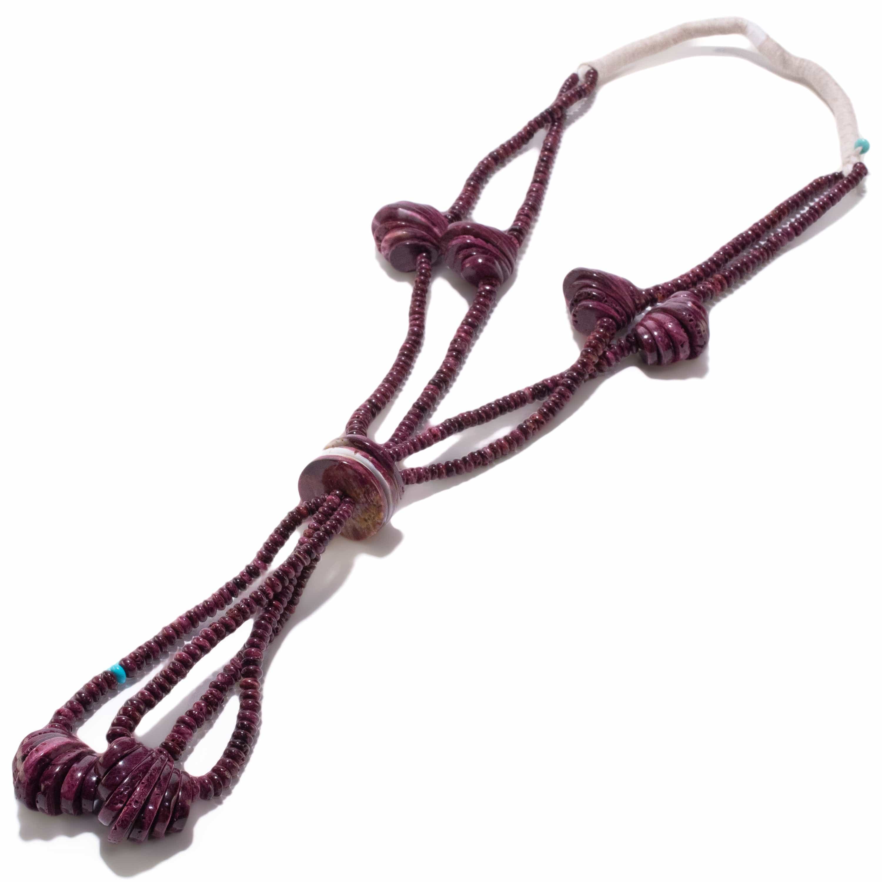 Kalifano Native American Jewelry 36" Purple Spiny Oyster Shell USA Native American Made Heishi Bead Necklace NAN2400.014