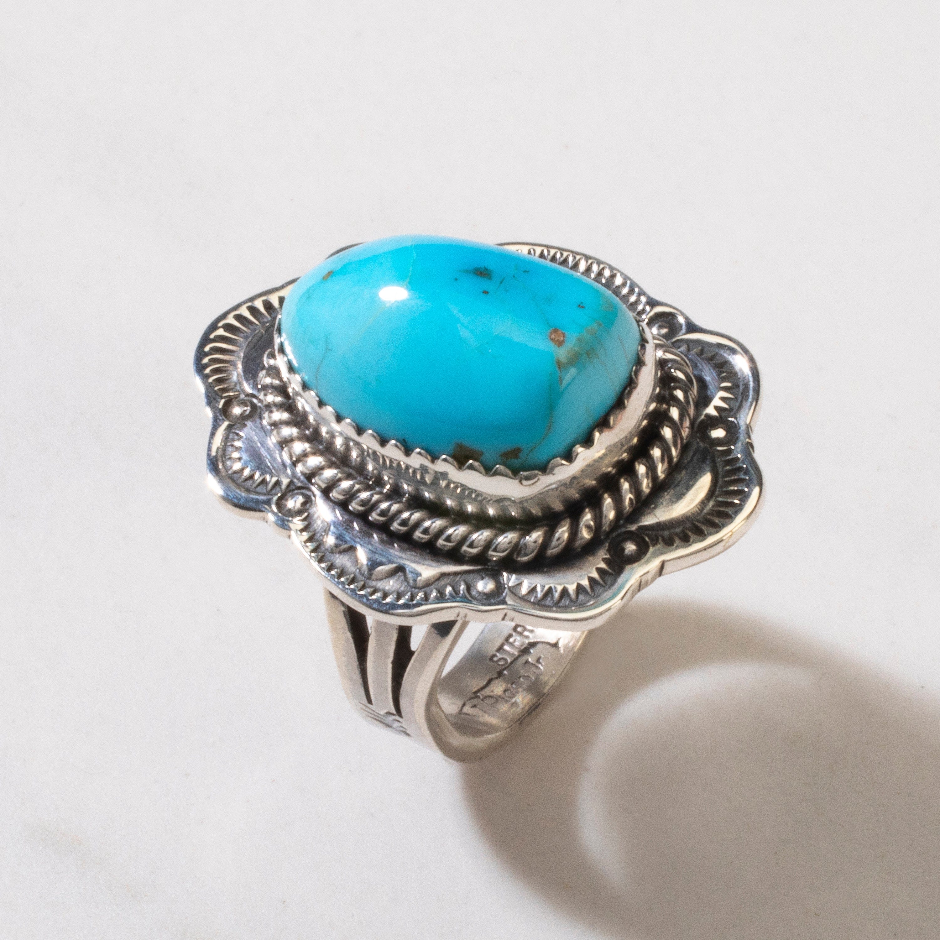 Kalifano Native American Jewelry 6 Joe Piaso Jr. Sleeping Beauty Turquoise Navajo USA Native American Made 925 Sterling Silver Ring NAR700.034.6