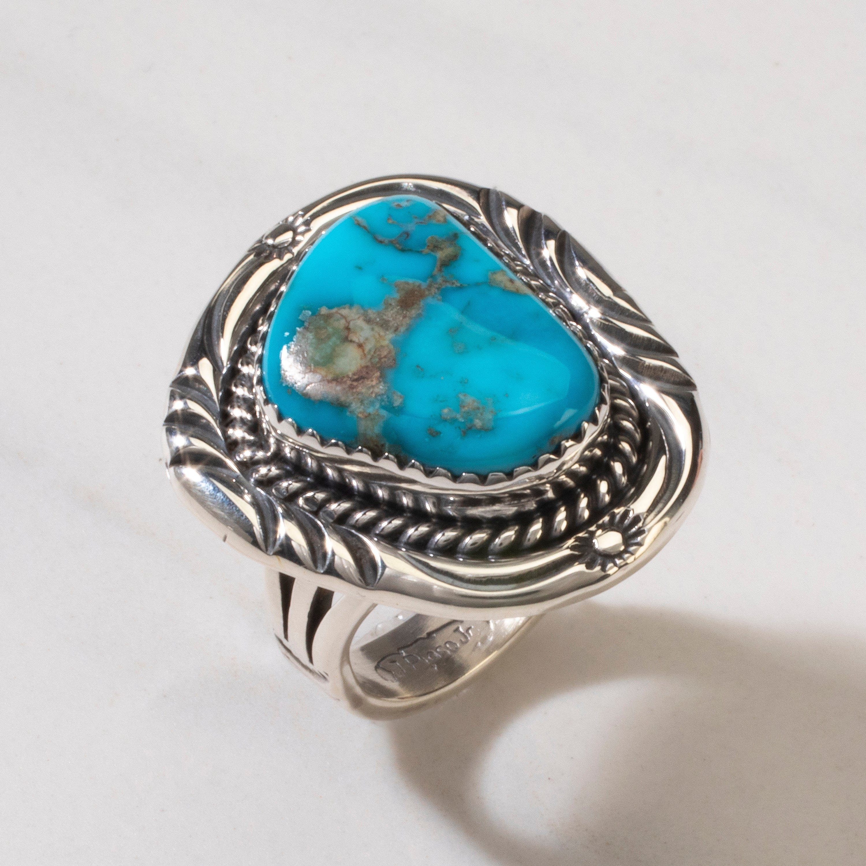 Kalifano Native American Jewelry 6 Joe Piaso Jr. Sleeping Beauty Turquoise Navajo USA Native American Made 925 Sterling Silver Ring NAR700.036.6