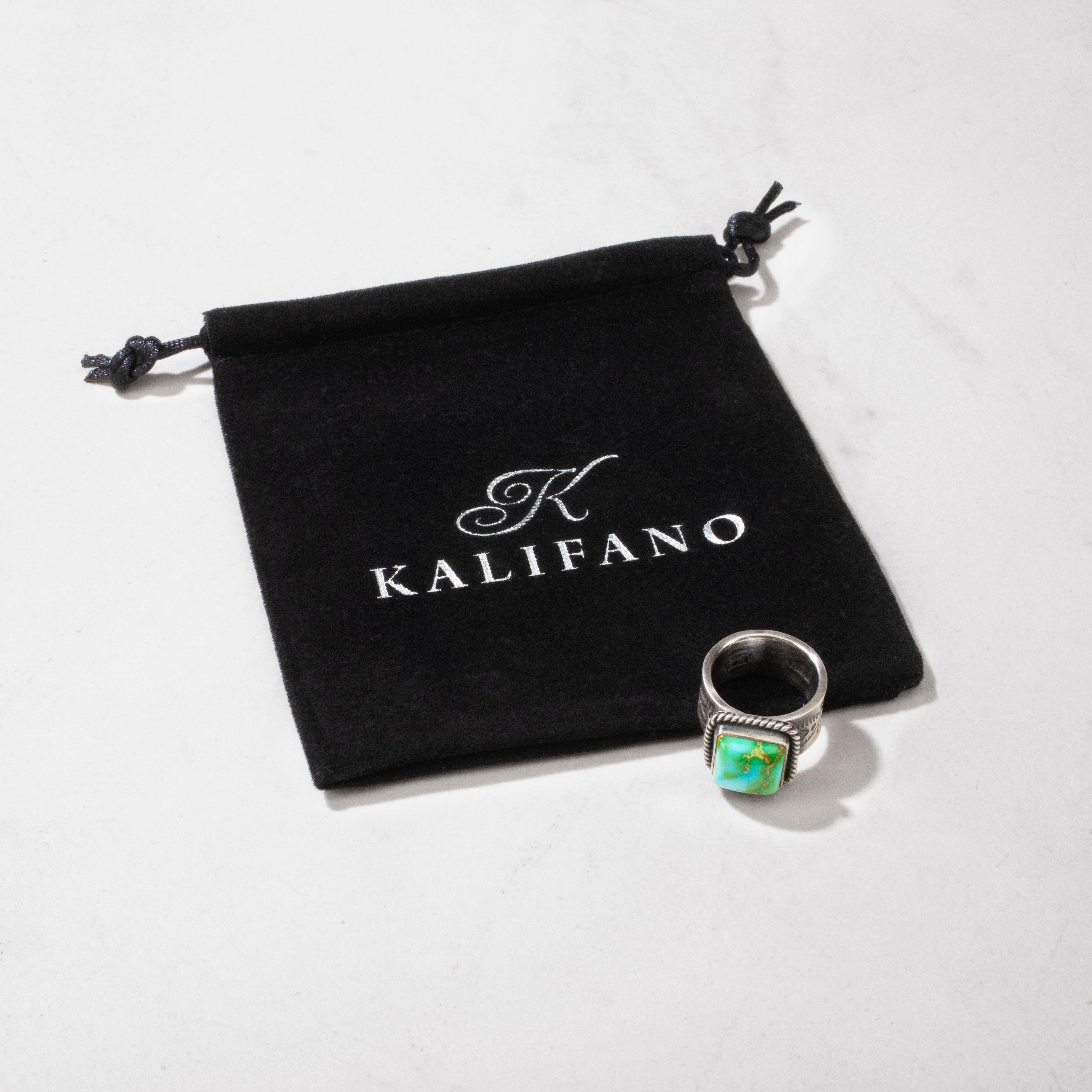 Kalifano Native American Jewelry 6 Raymond Coriz Sonoran Gold Turquoise Santo Domingo Pueblo USA Native American Made 925 Sterling Silver Ring NAR1500.026.6