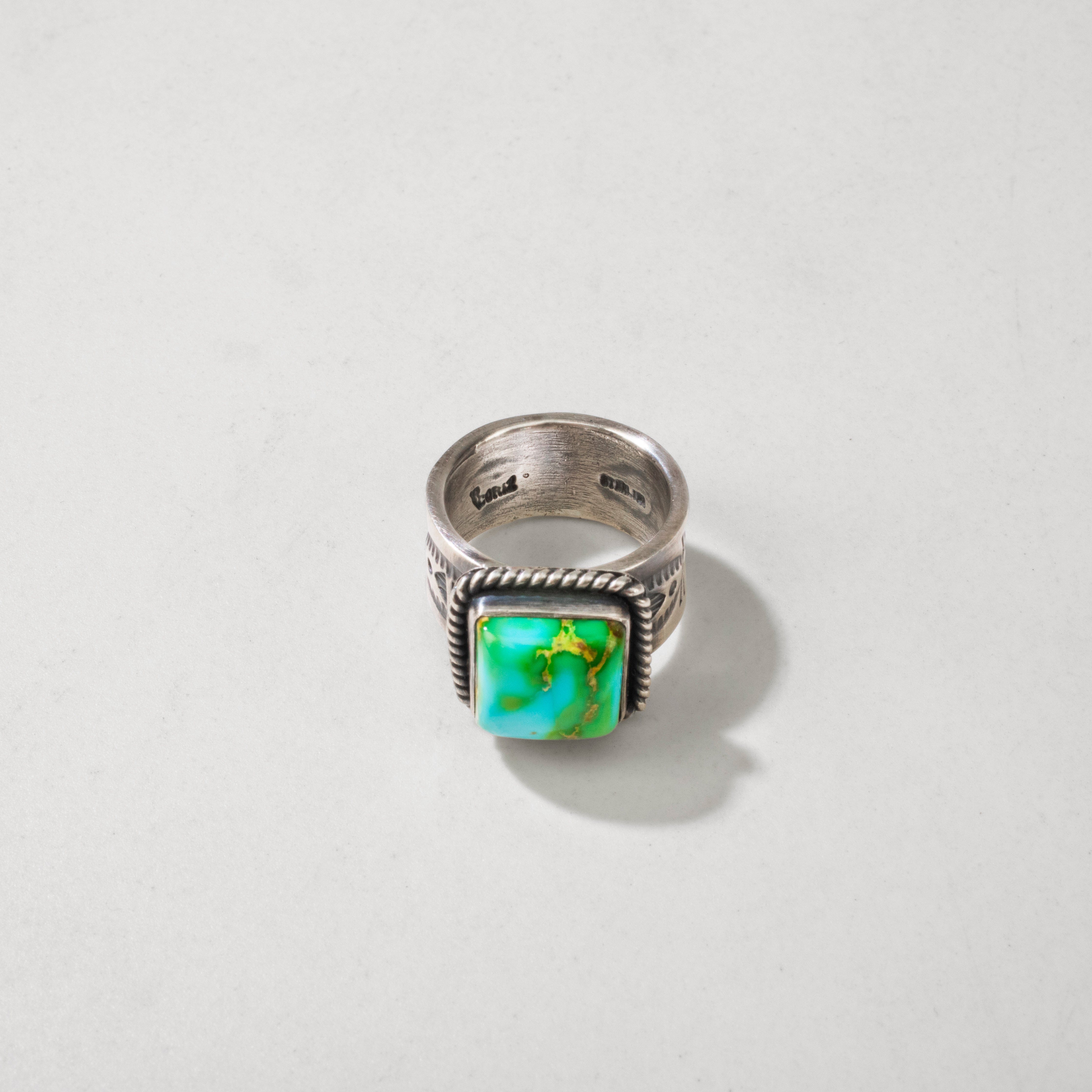 Kalifano Native American Jewelry 6 Raymond Coriz Sonoran Gold Turquoise Santo Domingo Pueblo USA Native American Made 925 Sterling Silver Ring NAR1500.026.6