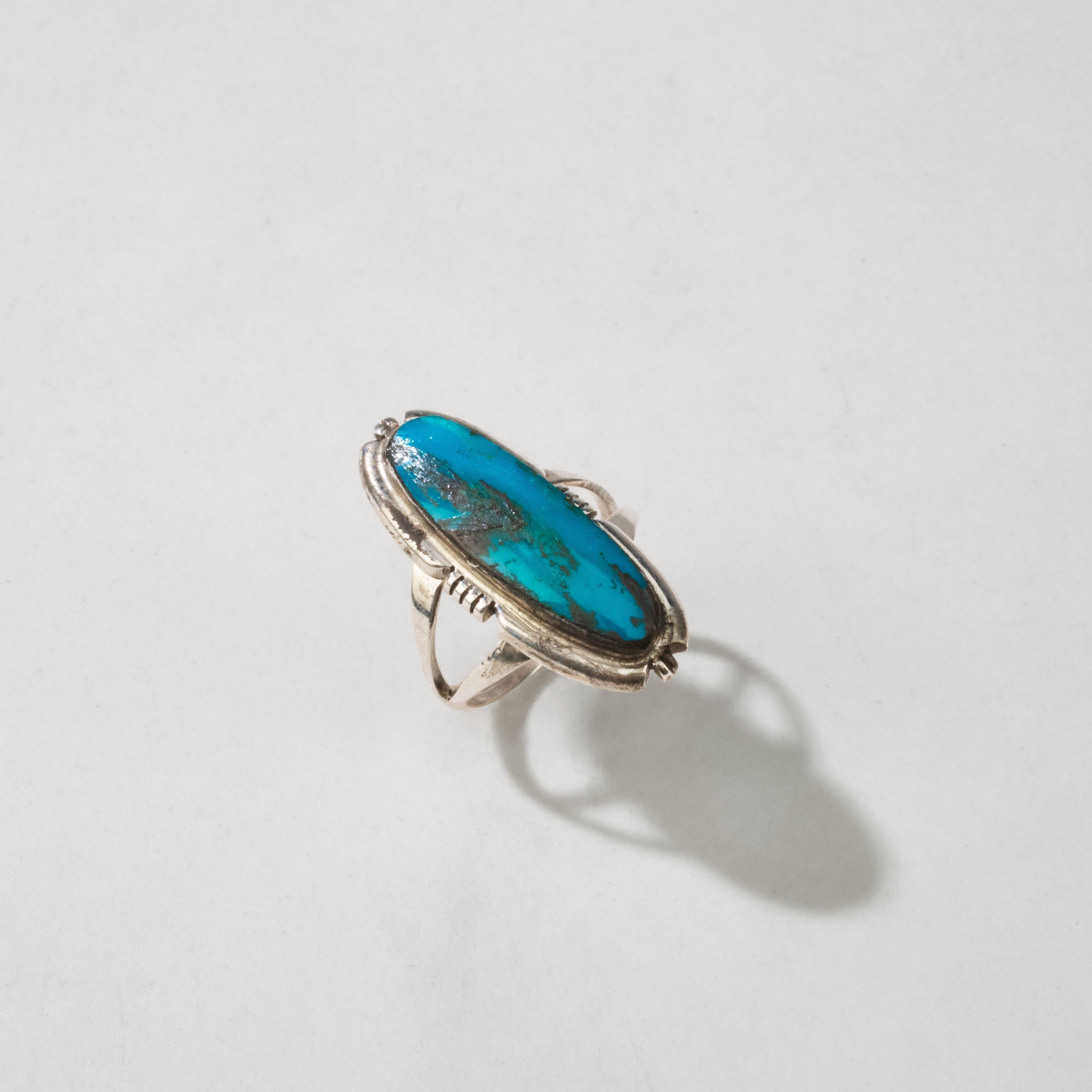Kalifano Native American Jewelry 7.5 Eddie Secatero Morenci Turquoise Navajo USA Native American Made 925 Sterling Silver Ring NAR500.117.75