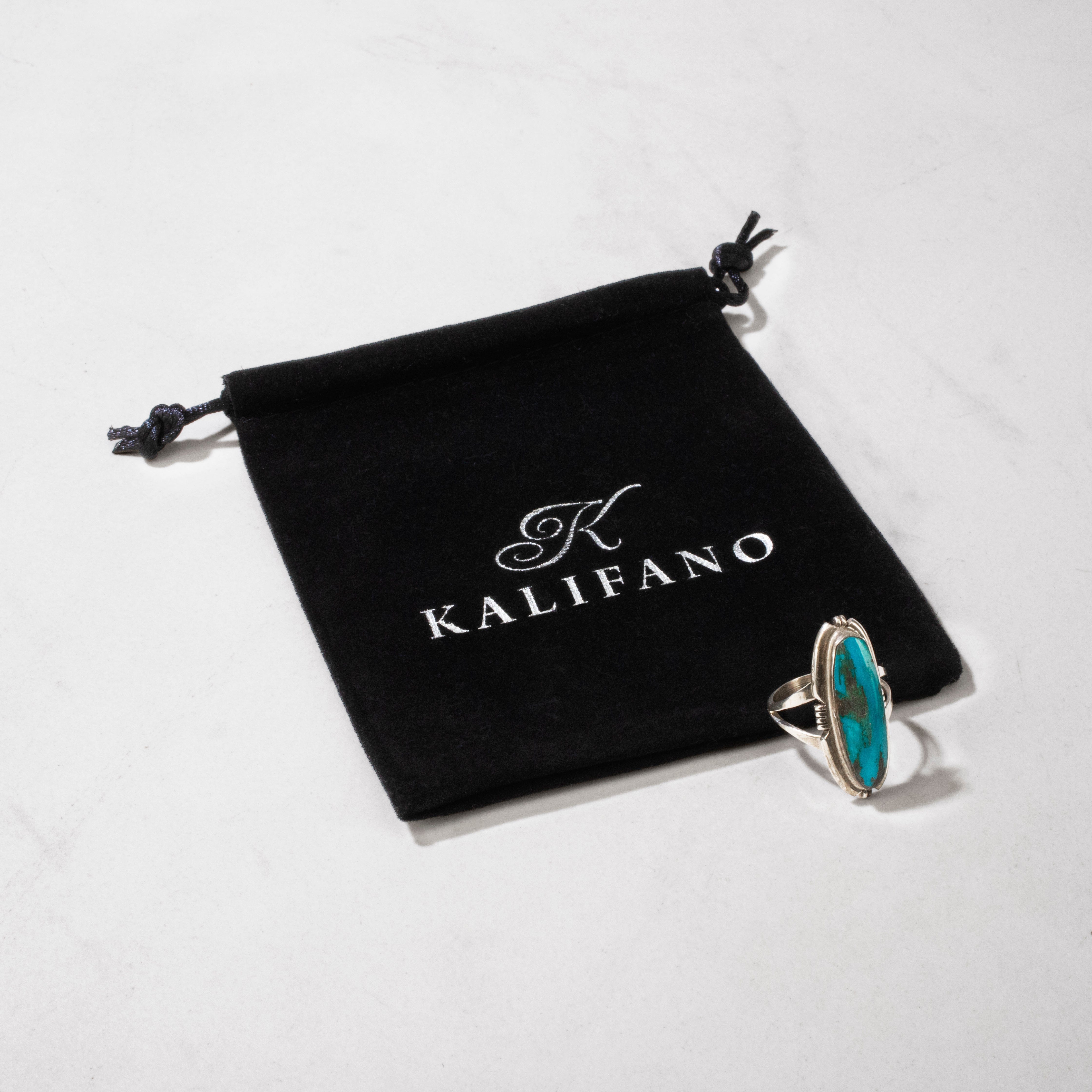 Kalifano Native American Jewelry 7.5 Eddie Secatero Morenci Turquoise Navajo USA Native American Made 925 Sterling Silver Ring NAR500.117.75
